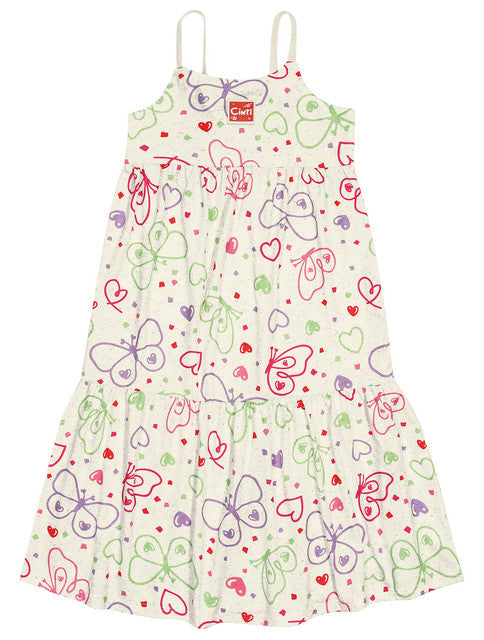 Vestido infantil Cinti Verão Midi Borboletas