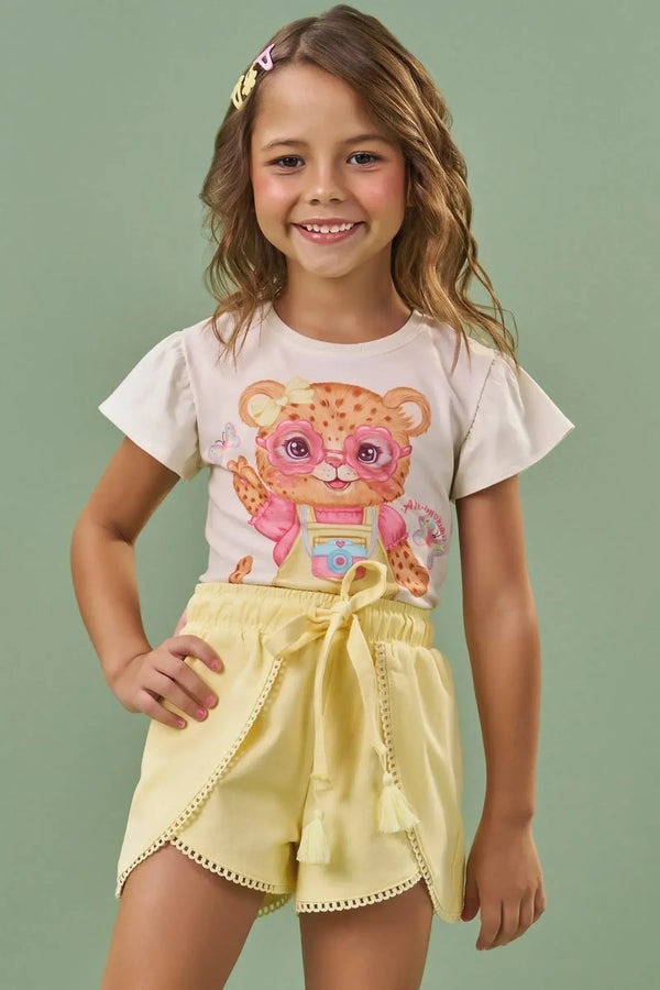 Blusa Infantil Kukiê Verão Bege Oncinha