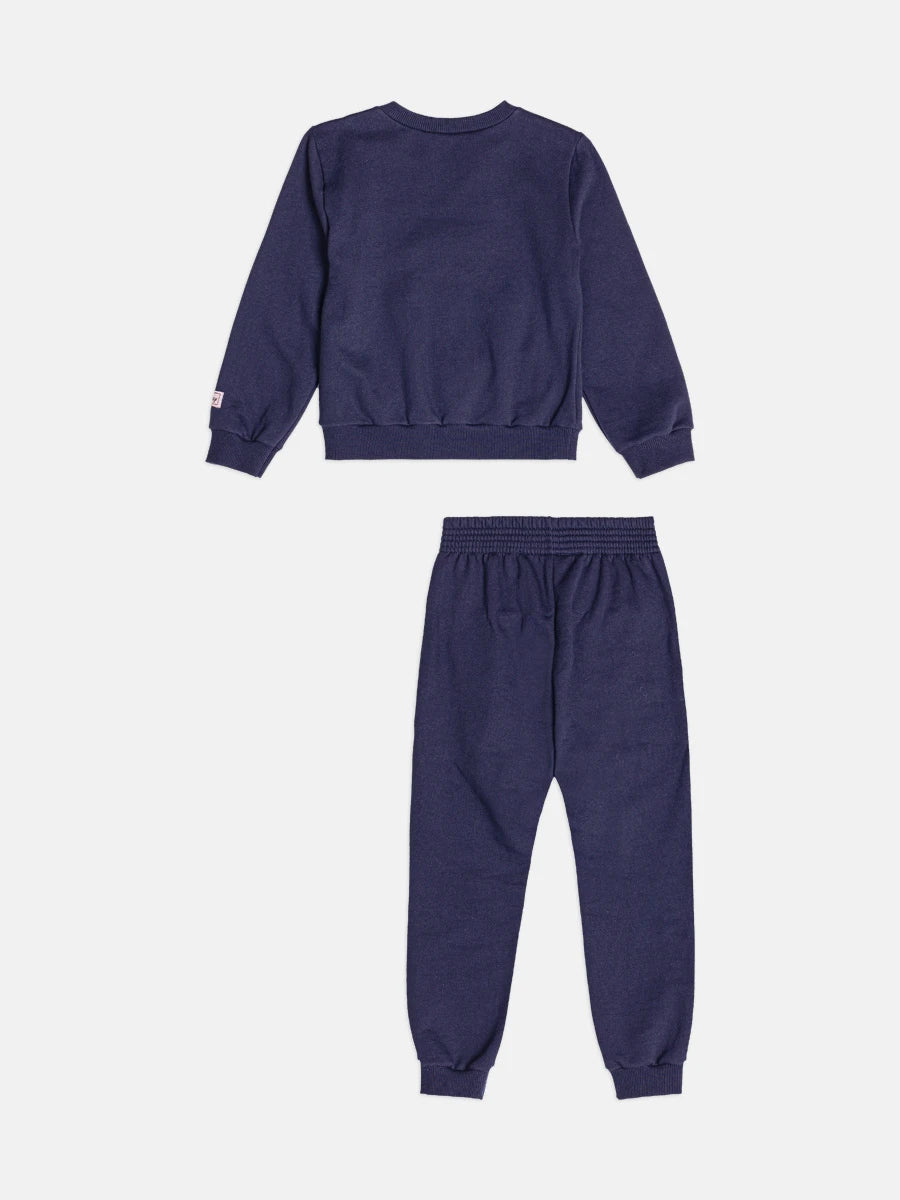 Conjunto Infantil Momi Inverno com Calça e Moletom Flanelado Azul Marinho Margarida Better Together Disney