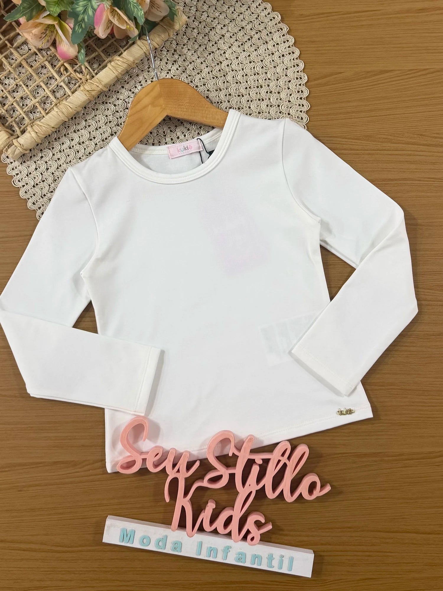 Blusa Infantil Kukiê Inveno Térmica Manga Longa Branca