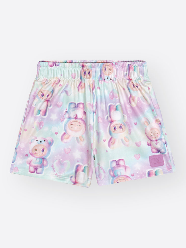 Conjunto Infantil Cinti Inverno com Shorts e Casaco Térmico Colorido Labubu