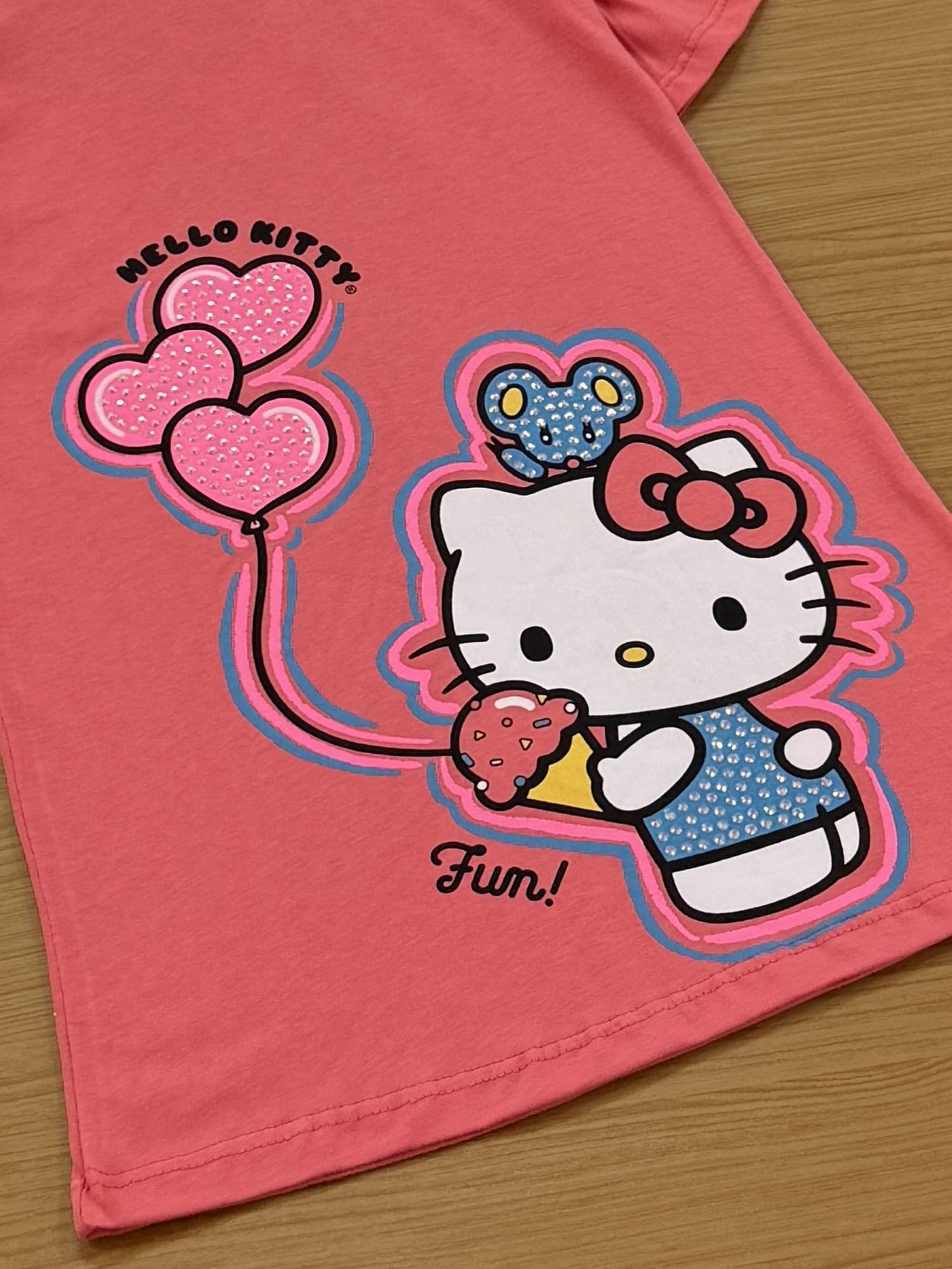 Vestido Infantil Momi Verão Vermelho Hello Kitty com Strass