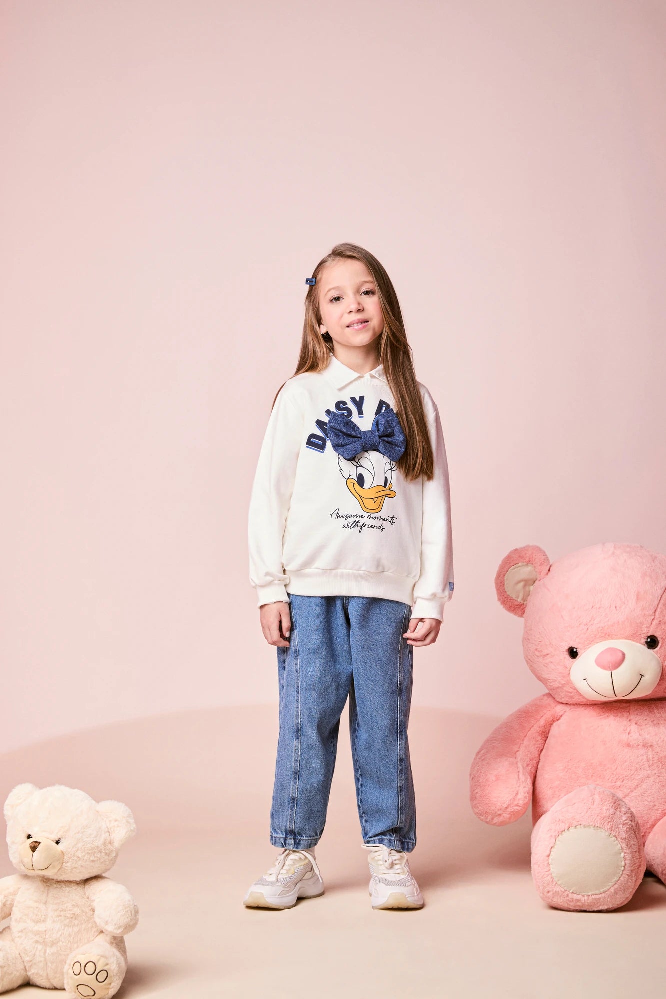 Moletom Infantil Momi Inverno sem Flanela Branco Daisy Duck Disney