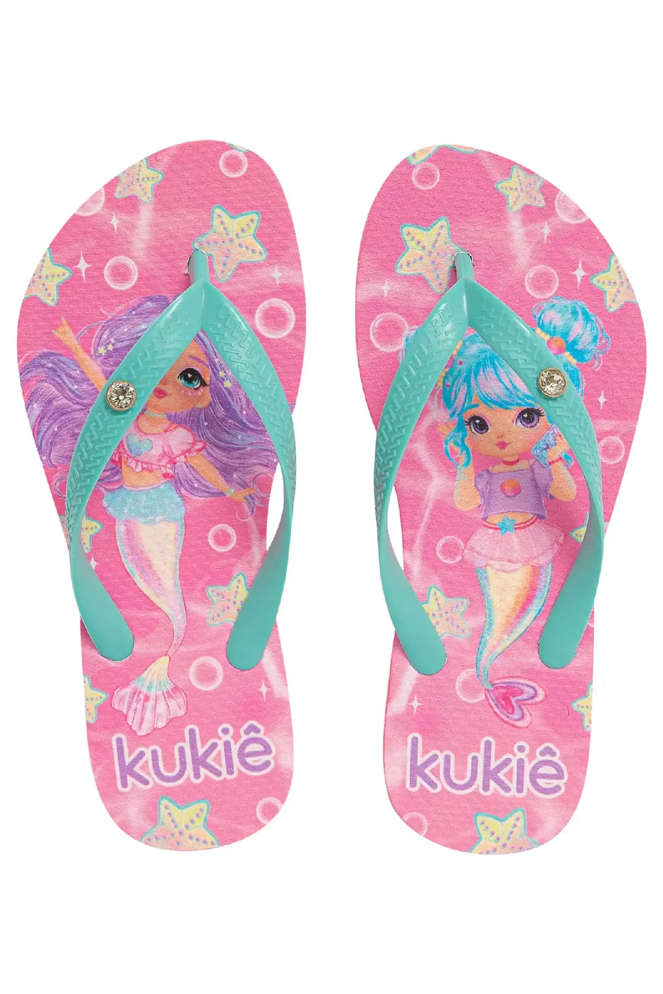 Chinelo Infantil Kukiê Rosa Sereia com Bolsinha