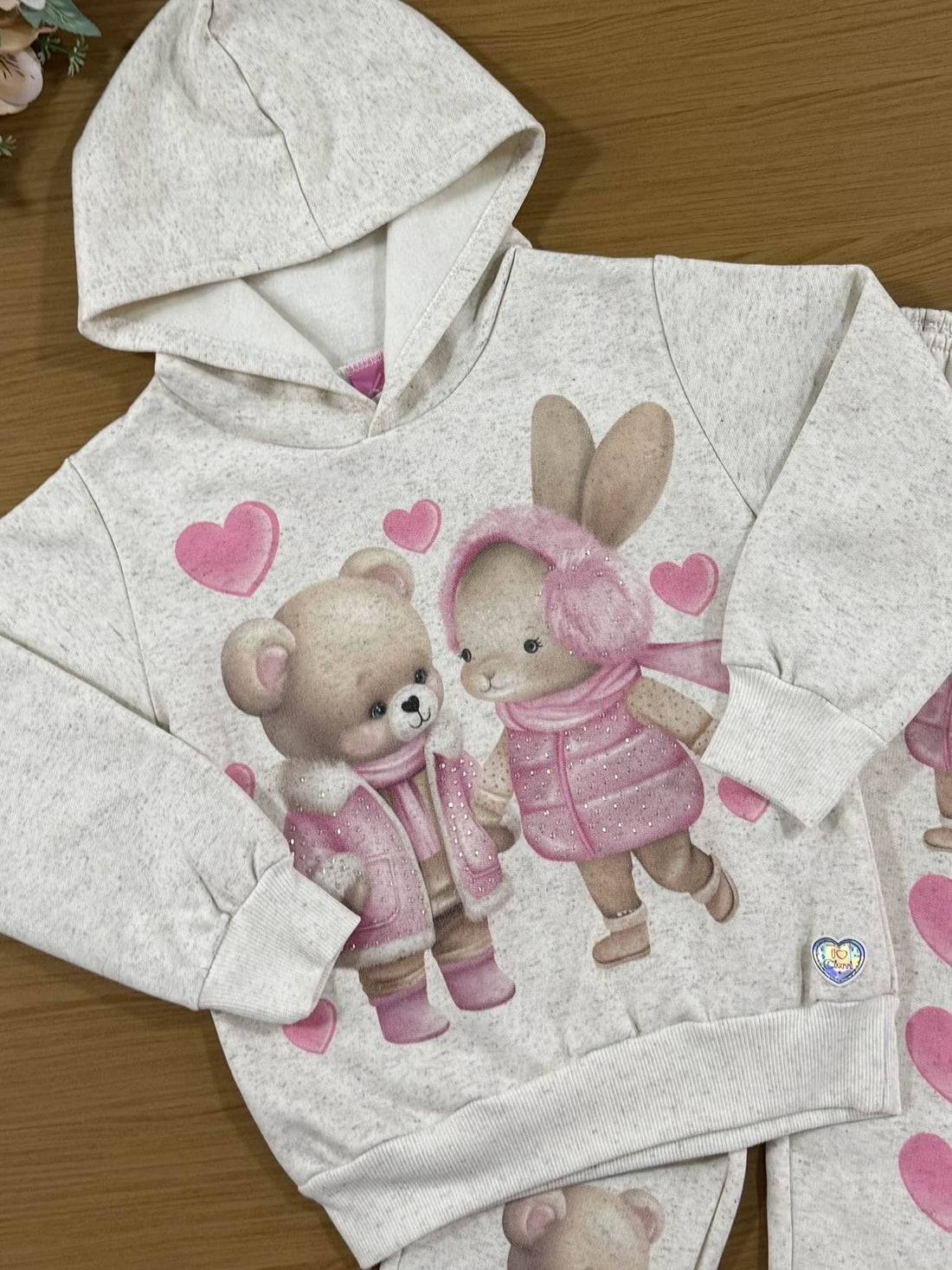 Conjunto Infantil Cinti Inverno Calça e Moletom Flanelado Love