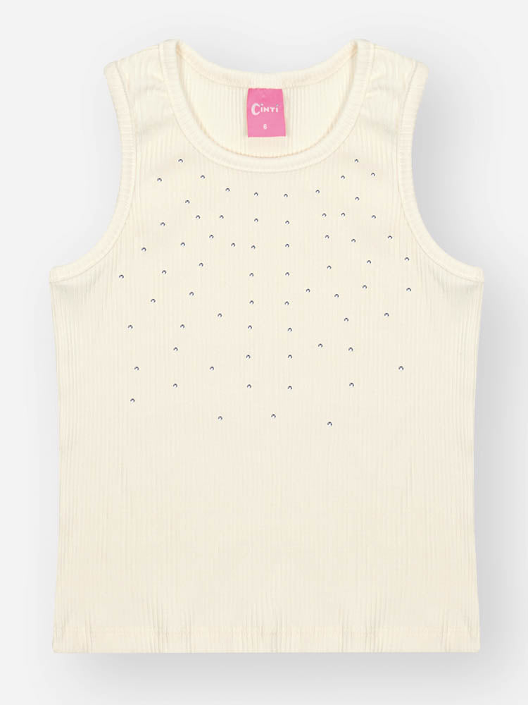 Conjunto Infantil Cinti Verão com Saia em Tule Oncinha e Regata Branca