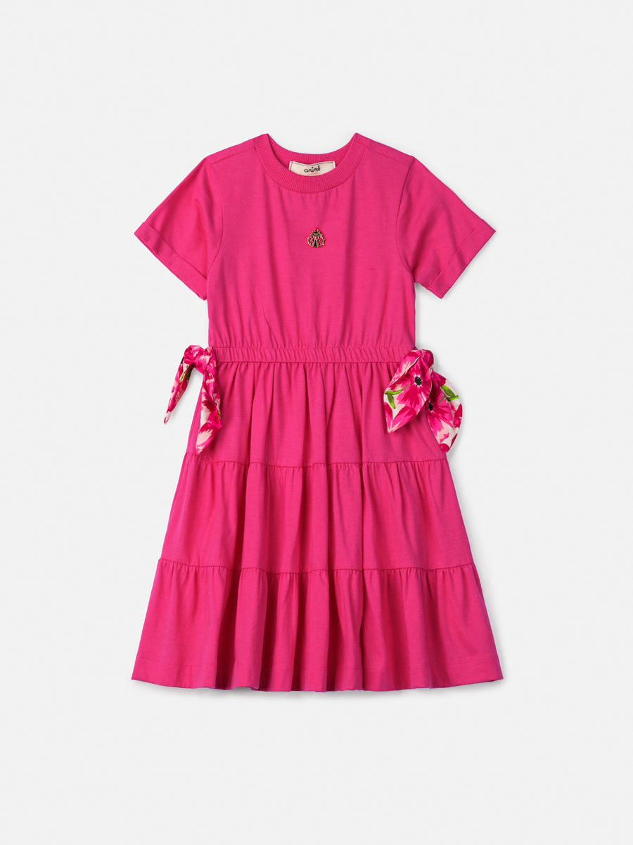 Vestido Infantil Animê Verão Rosa Joaninha