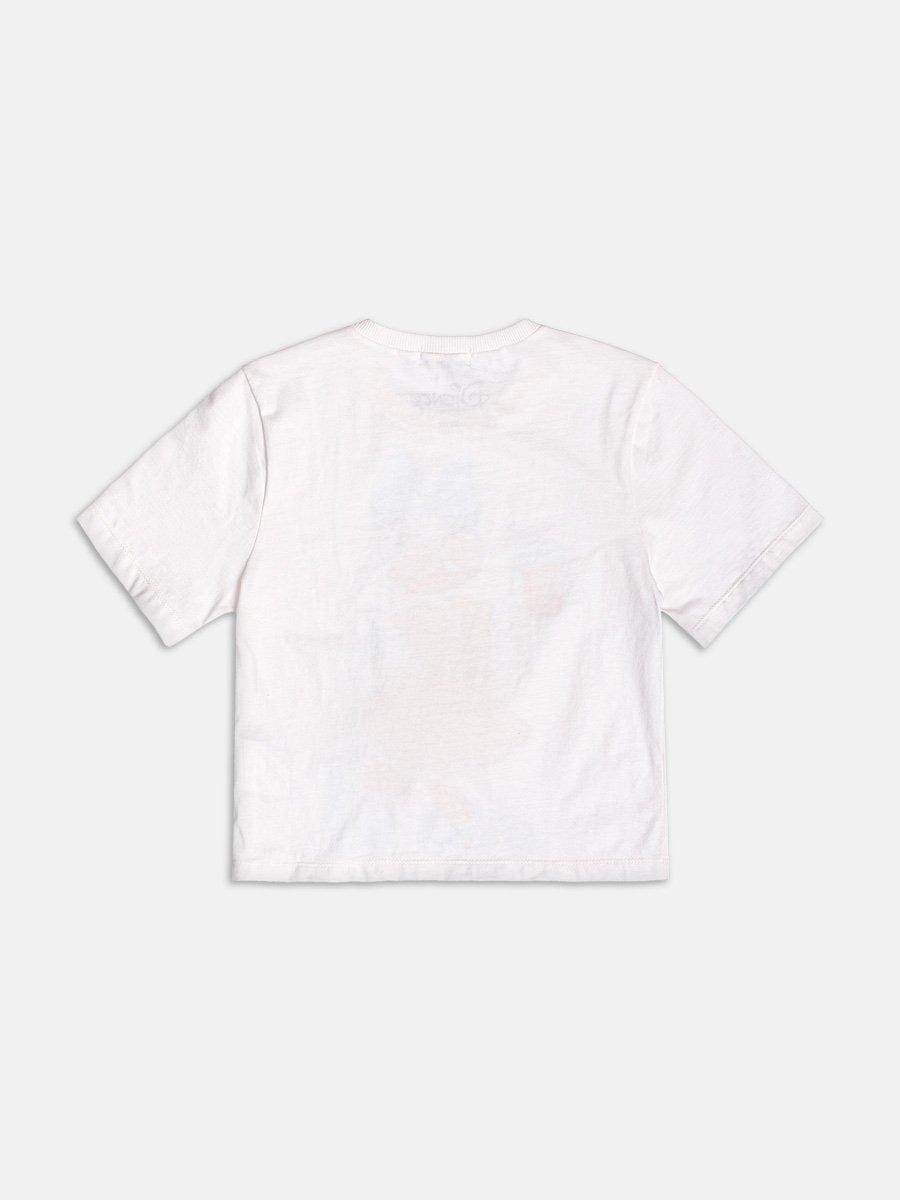 Blusa Infantil Momi Verão Branca com Detalhe emTule Daisy Duck Disney