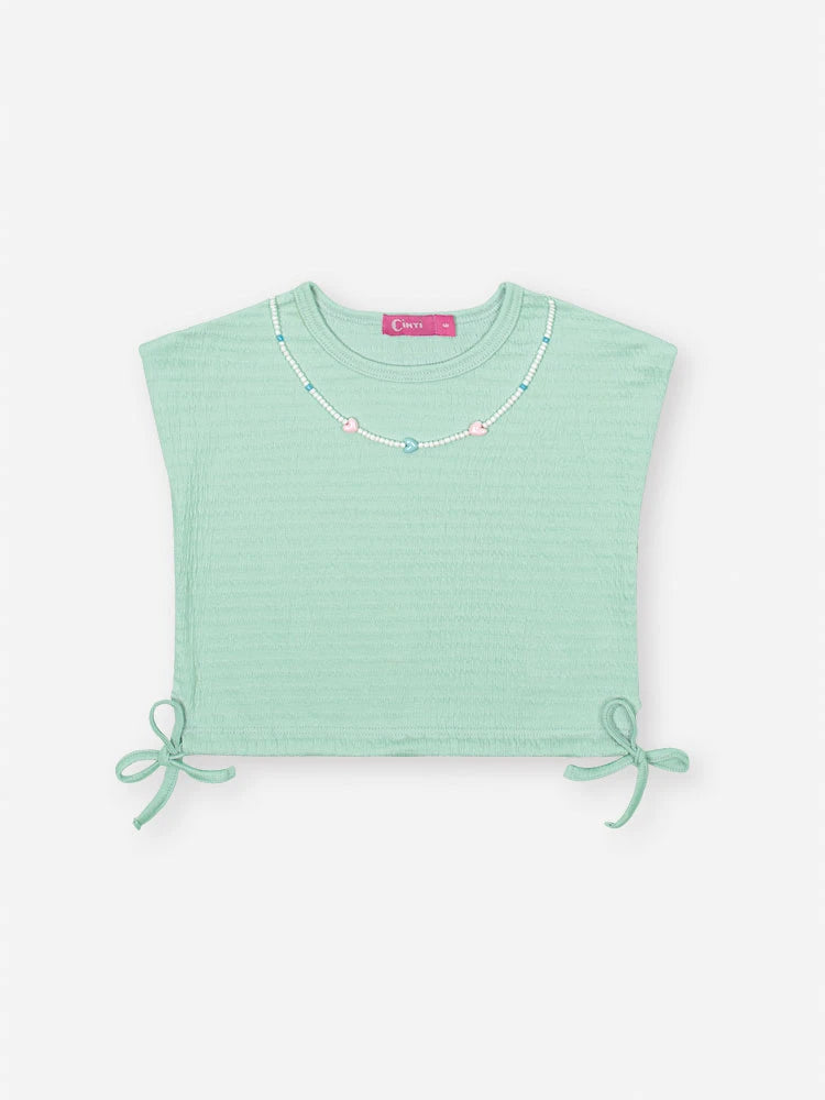 Conjunto Infantil Cinti Verão, Shorts e Blusa Verde com Acessório