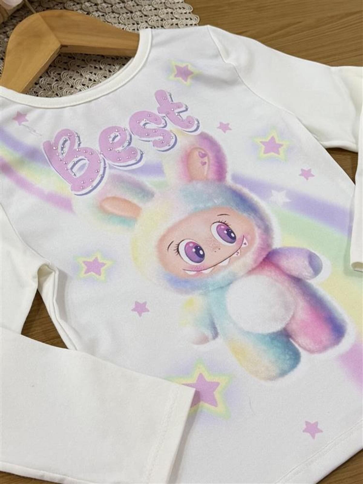 Blusa Infantil Cinti Inverno Manga Longa Branca Labubu