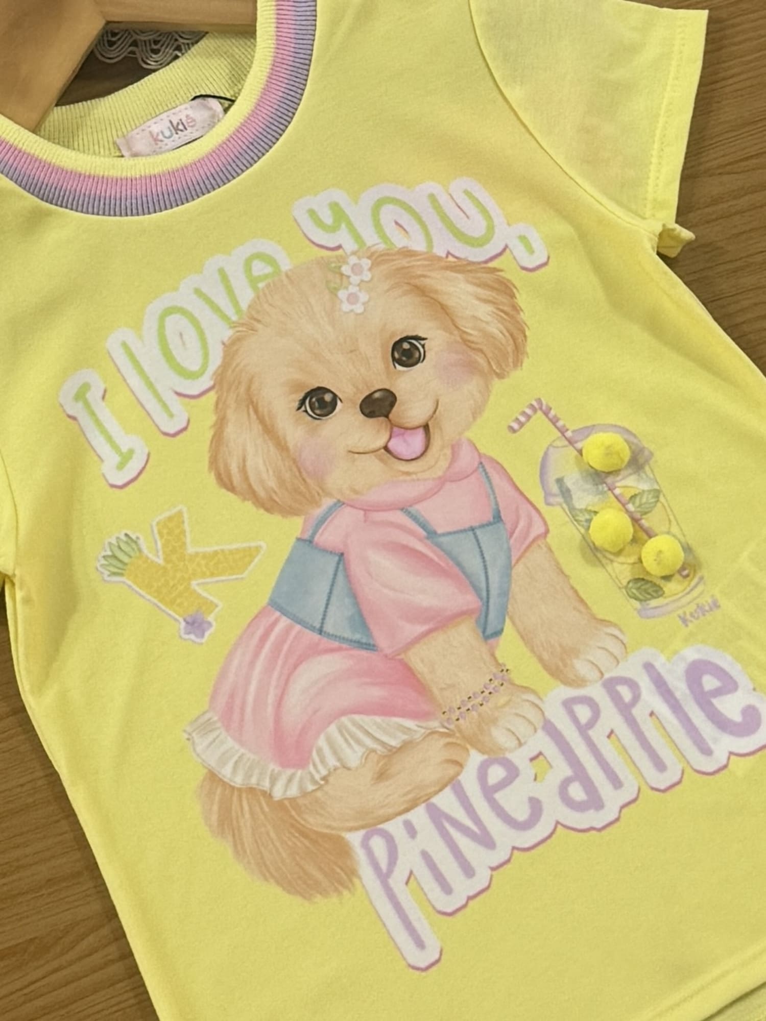 Blusa Infantil Kukiê Verão Amarela Cachorrinha