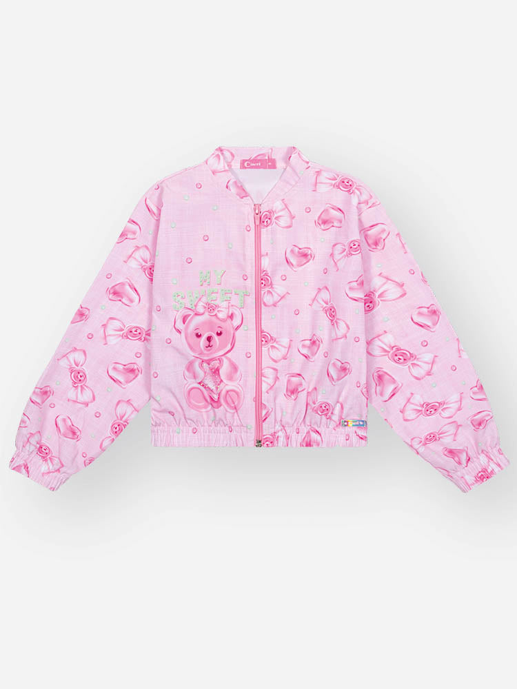 Jaqueta Infantil Cinti Verão Rosa Ursinha Docinhos