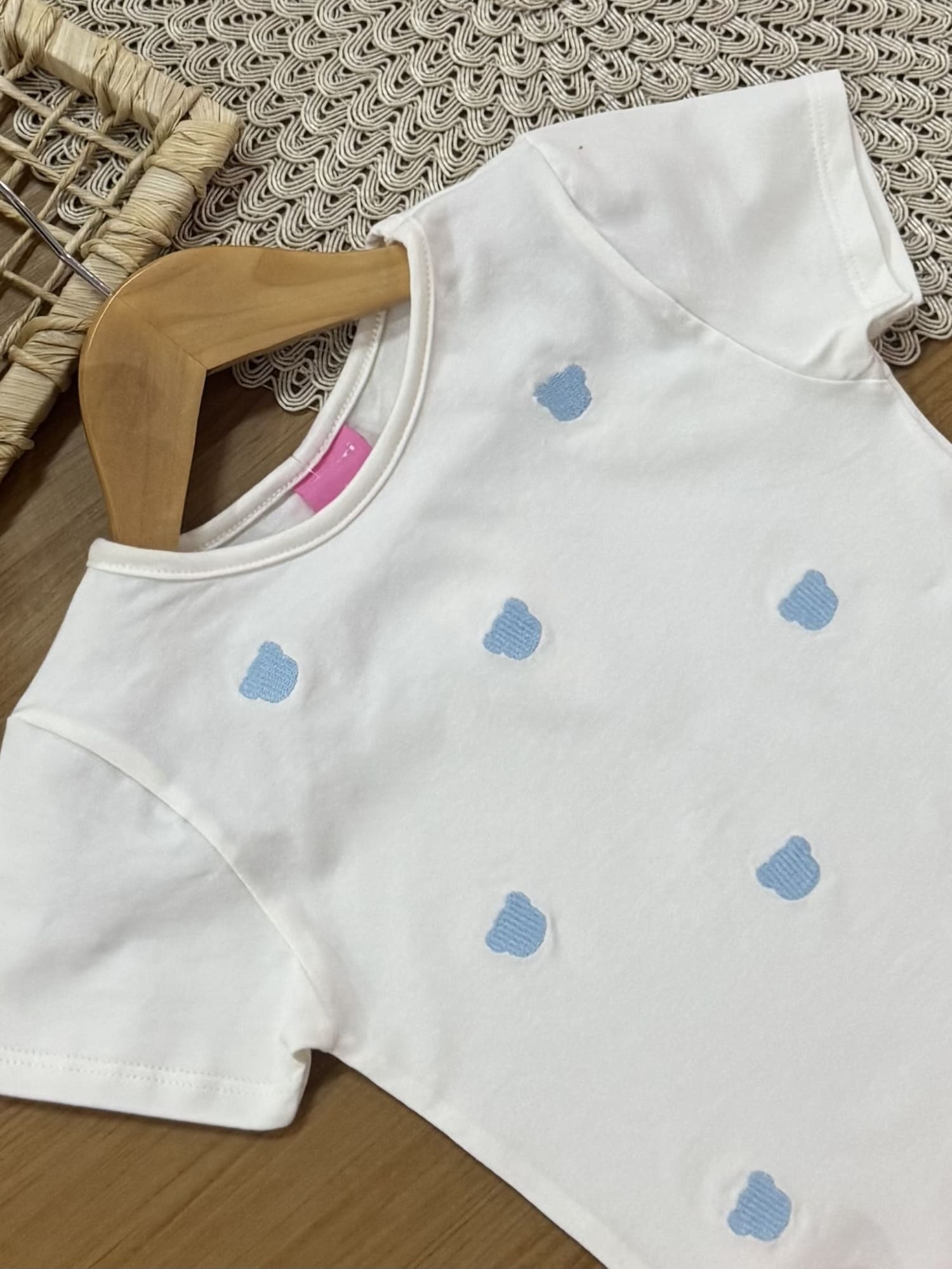 Blusa Infantil Cinti Verão Branca Ursinhos Azul