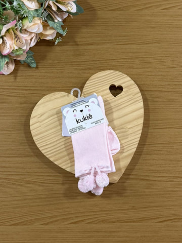 Meia Infantil 3/4 Kukie Inverno Rosa Pompom