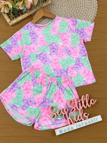 Pijama Infantil Menina Bimbi Gummy Bear Colors