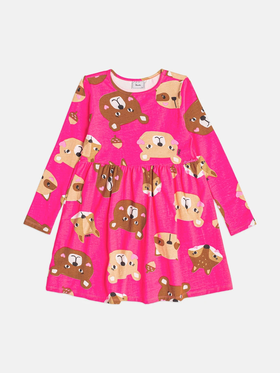 Vestido Infantil Bimbi Inverno Rosa Bichinhos