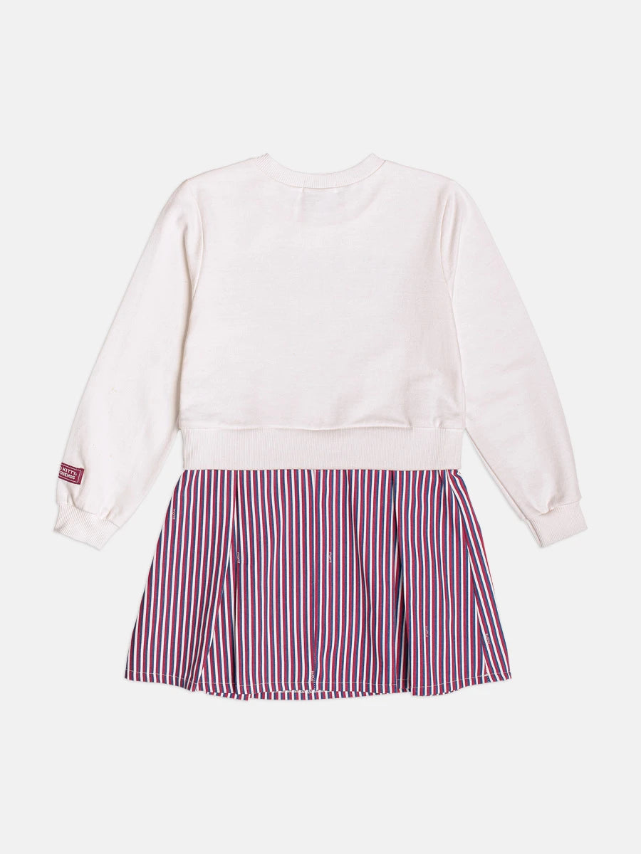Vestido Infantil Momi Inverno sem Flanela Branco e Listrado Hello Kitty