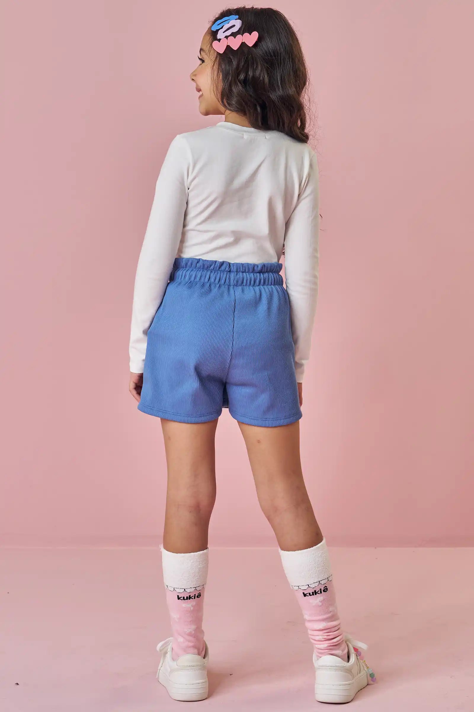 Conjunto Infantil Kukiê Inverno com Shorts Azul e Blusa Manga Longa Good Day