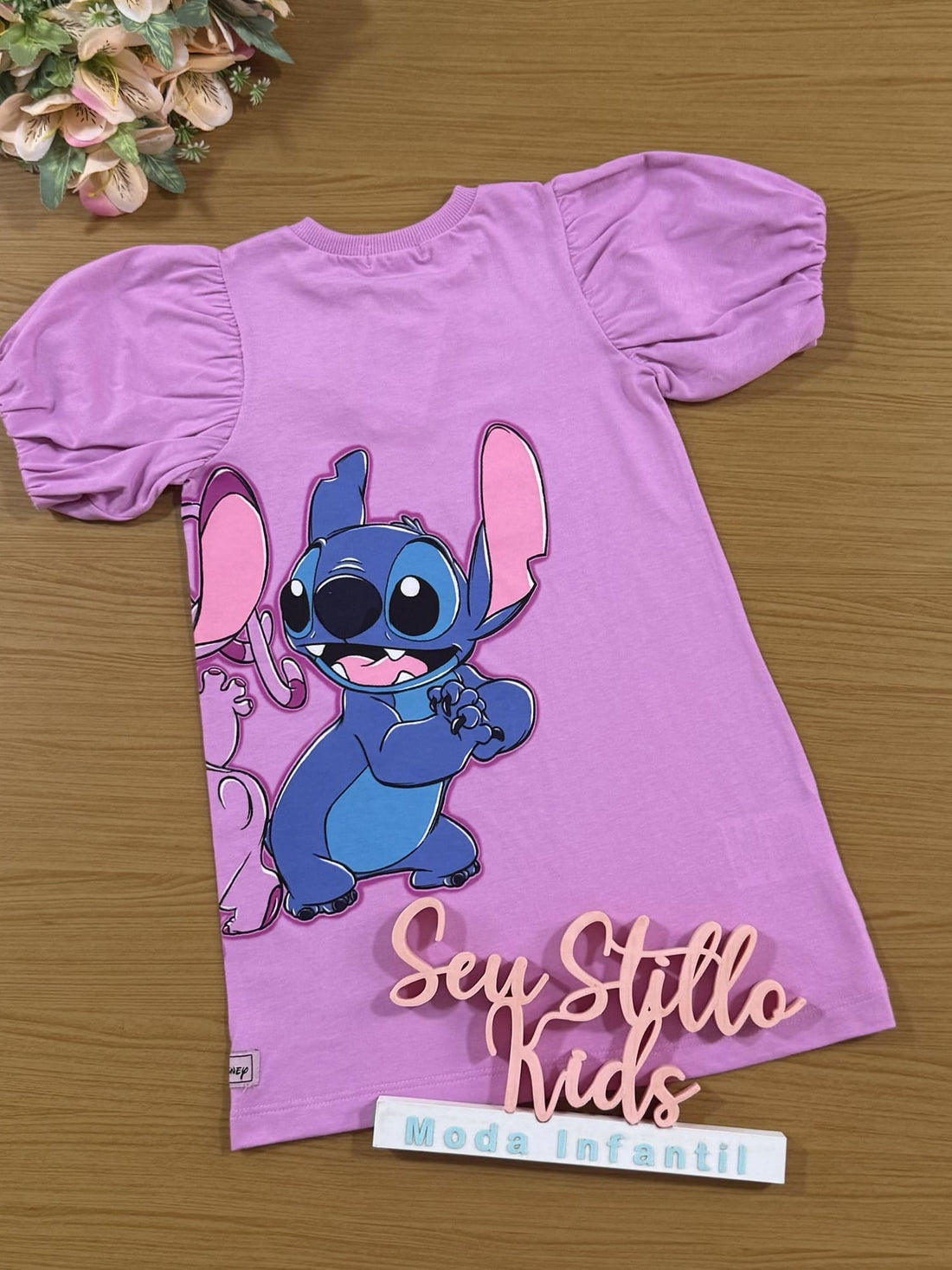 Vestido Infantil Momi Inverno Lilás Angel e Stitch