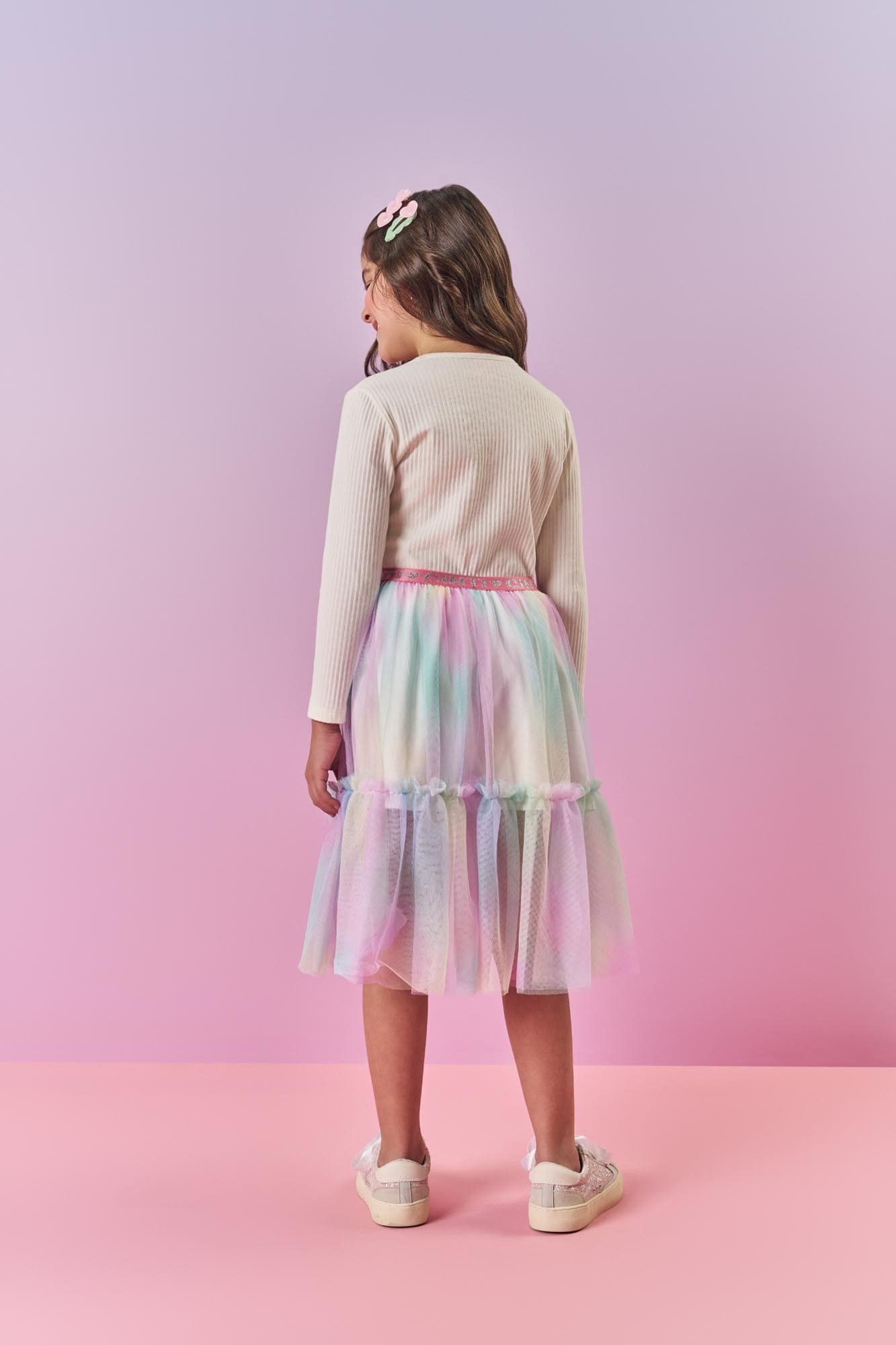 Blusa Infantil Cinti Inverno Manga longa Canelada Off White Strass