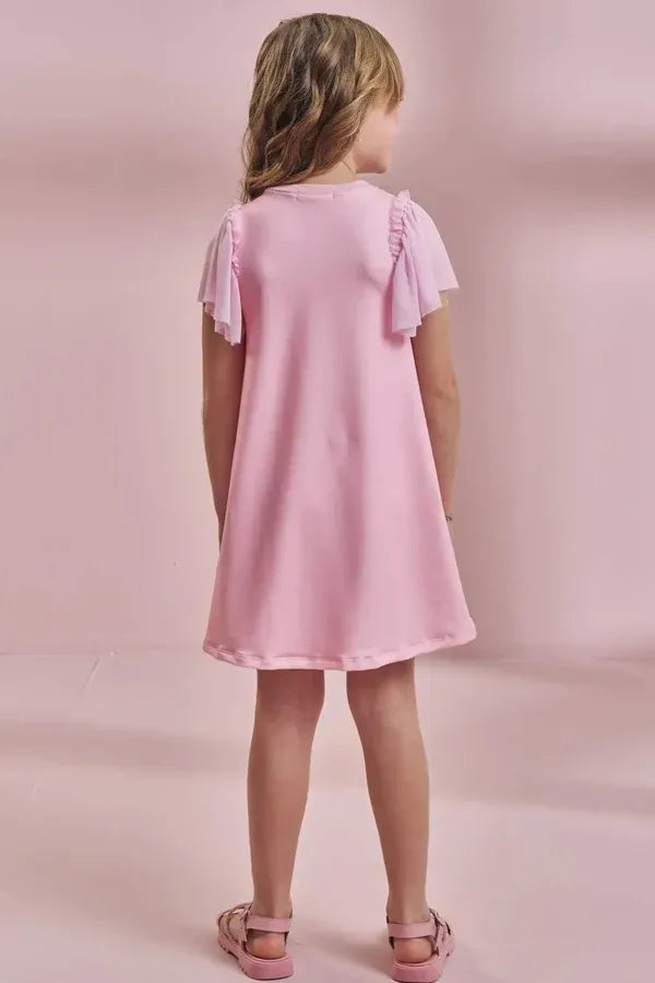 Vestido Infantil Kukiê Rosa Fadinha com Tule