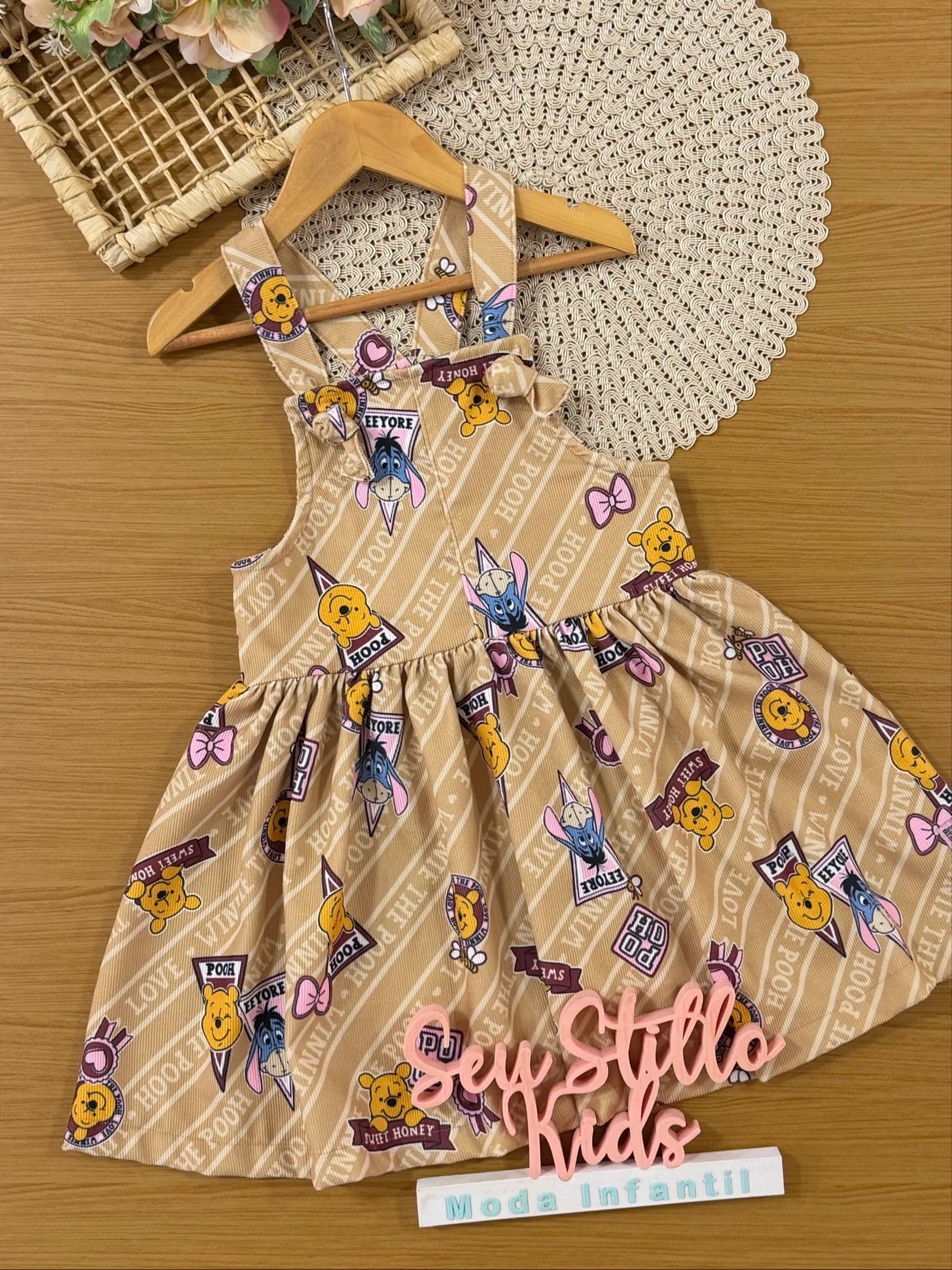 Salopete Infantil Momi Inverno Bege Ursinho Pooh