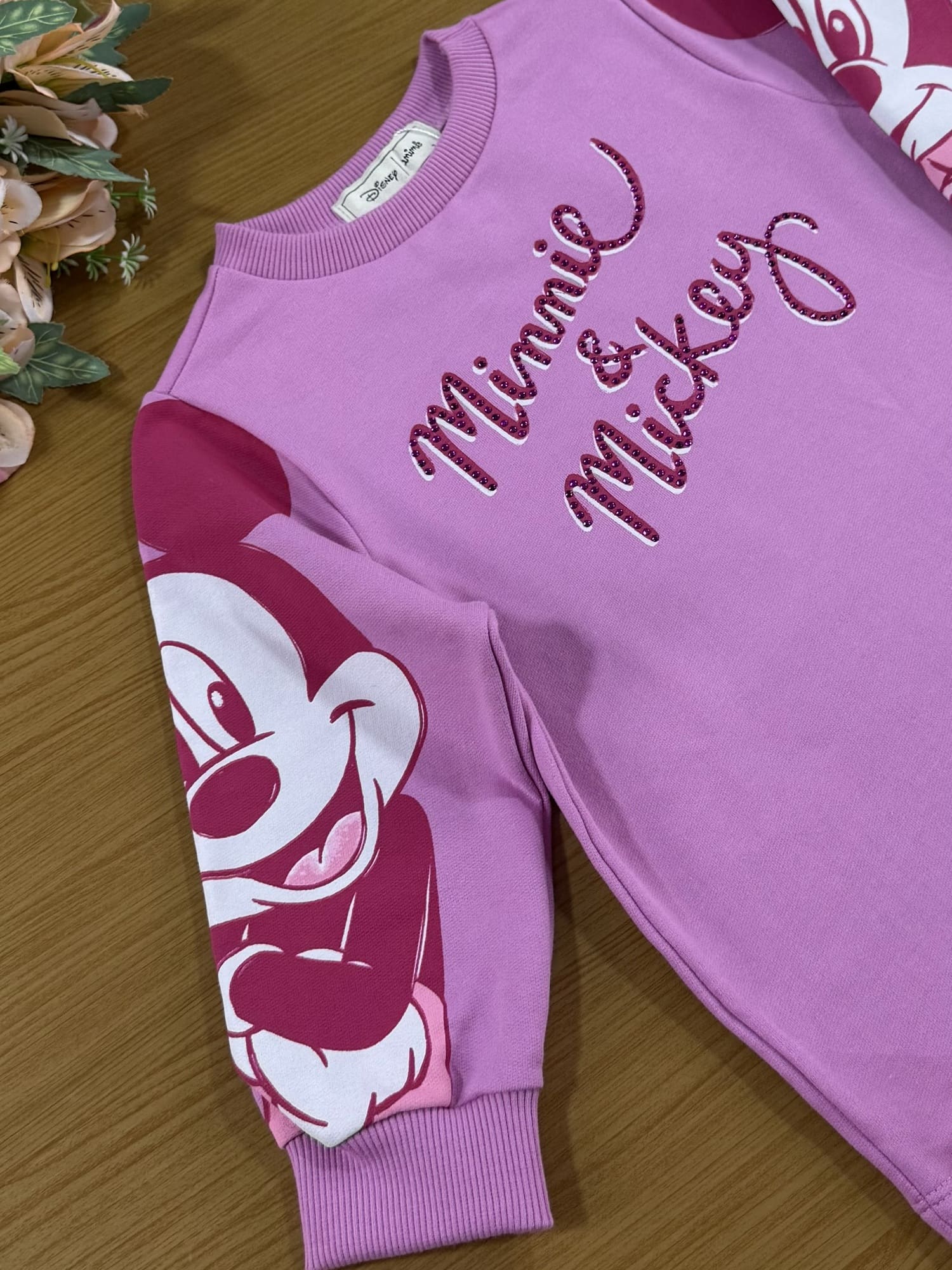 Vestido Infantil Animê Inverno Rosa Minnie e Mickey Disney