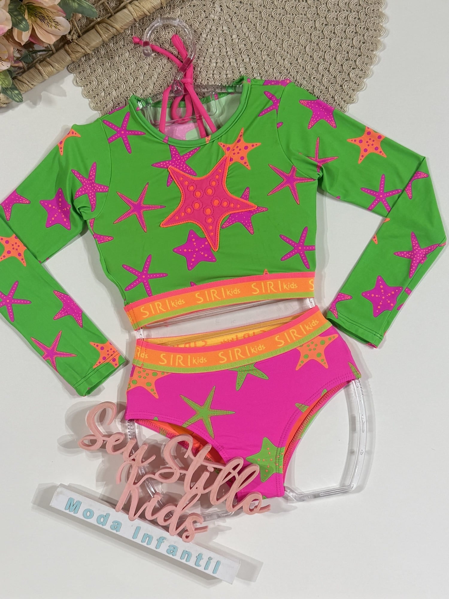 Biquíni Infantil Siri Kids Cropped Manga Longa Maria Estrelinha 40184