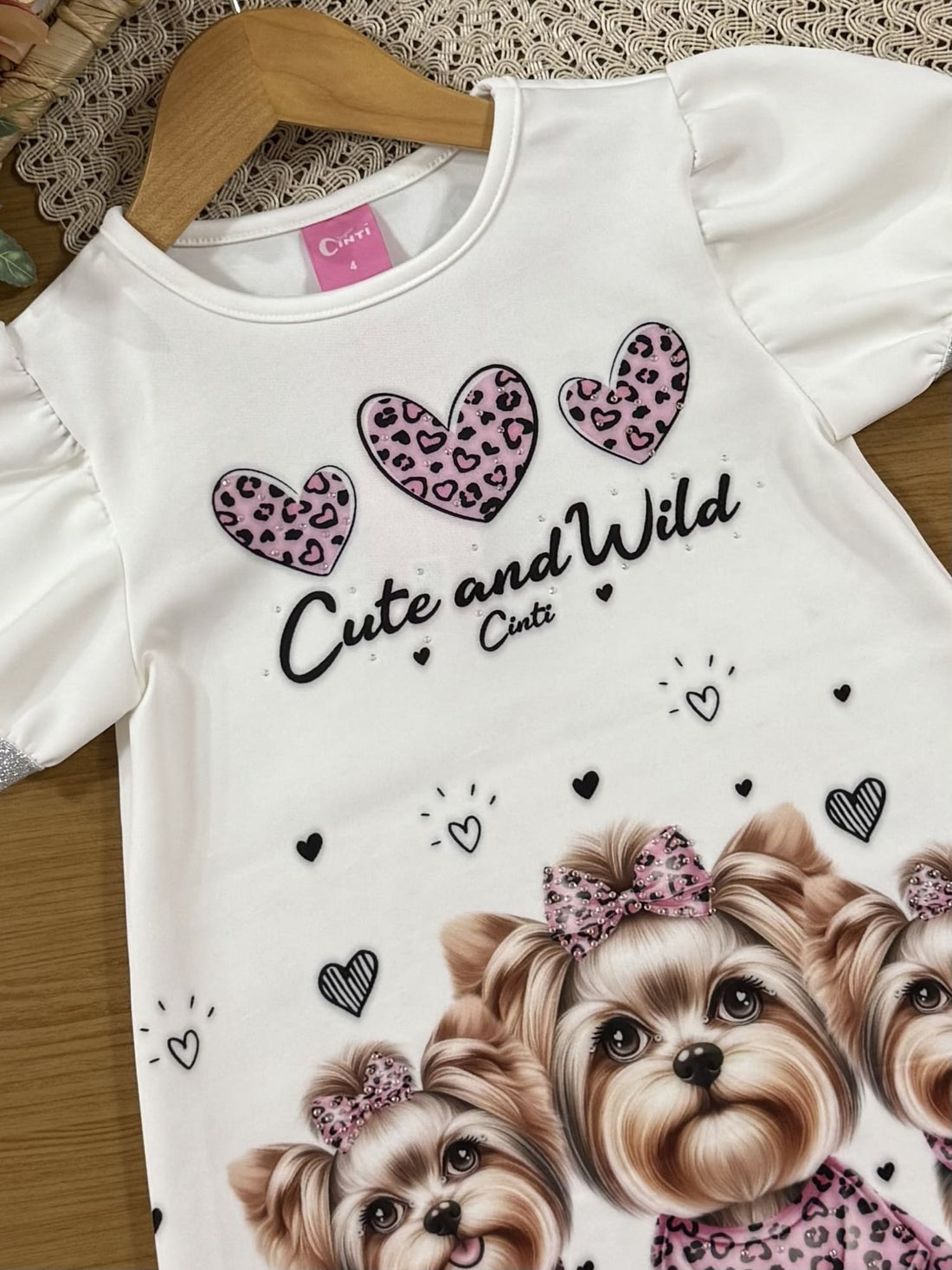 Vestido Infantil Cinti Verão Branco Cachorrinhas