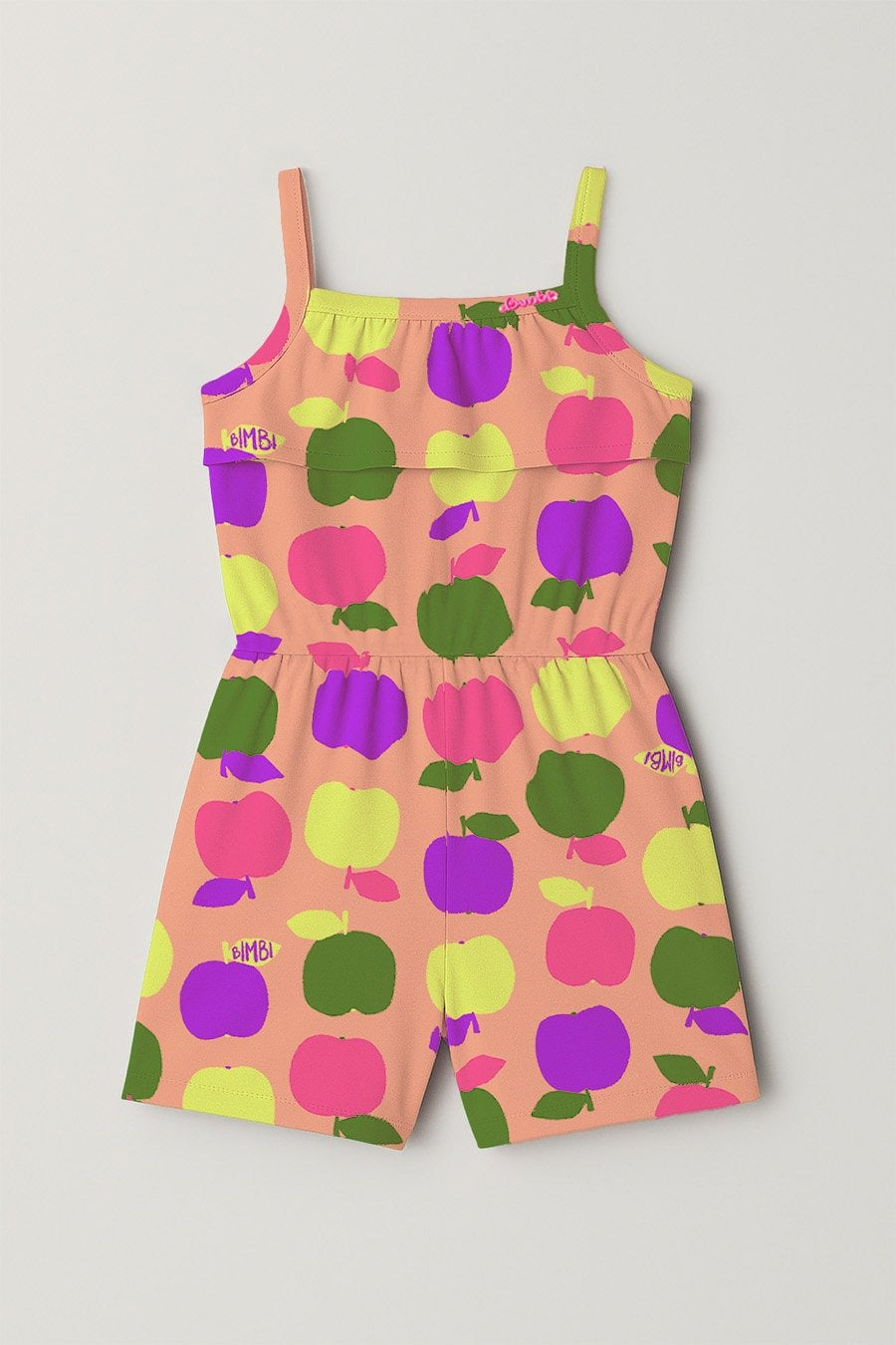 Macacão Curto Infantil Bimbi Verão Laranja Frutinhas