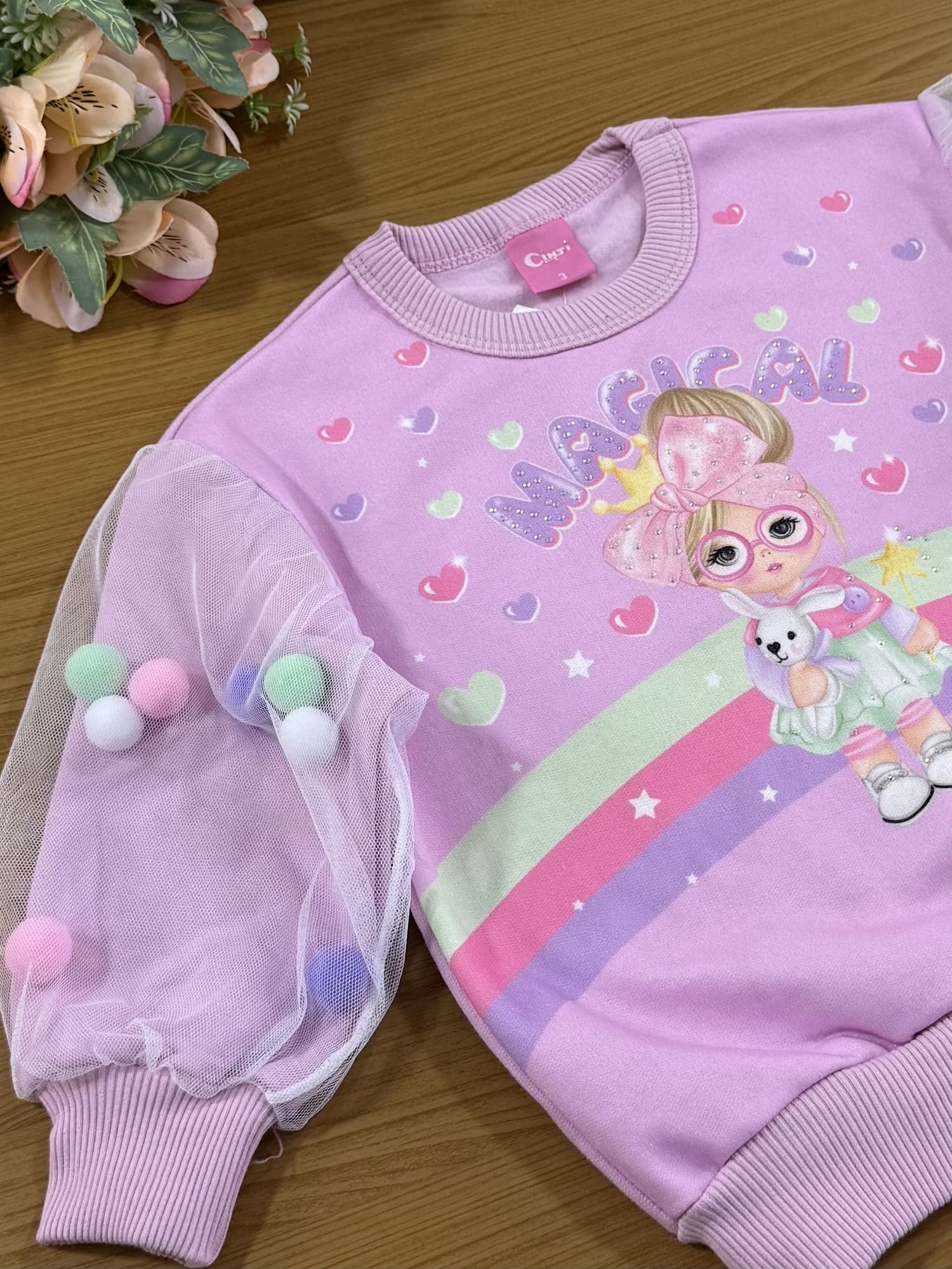 Moletom Infantil Cinti Inverno Flanelado Lilás Magical