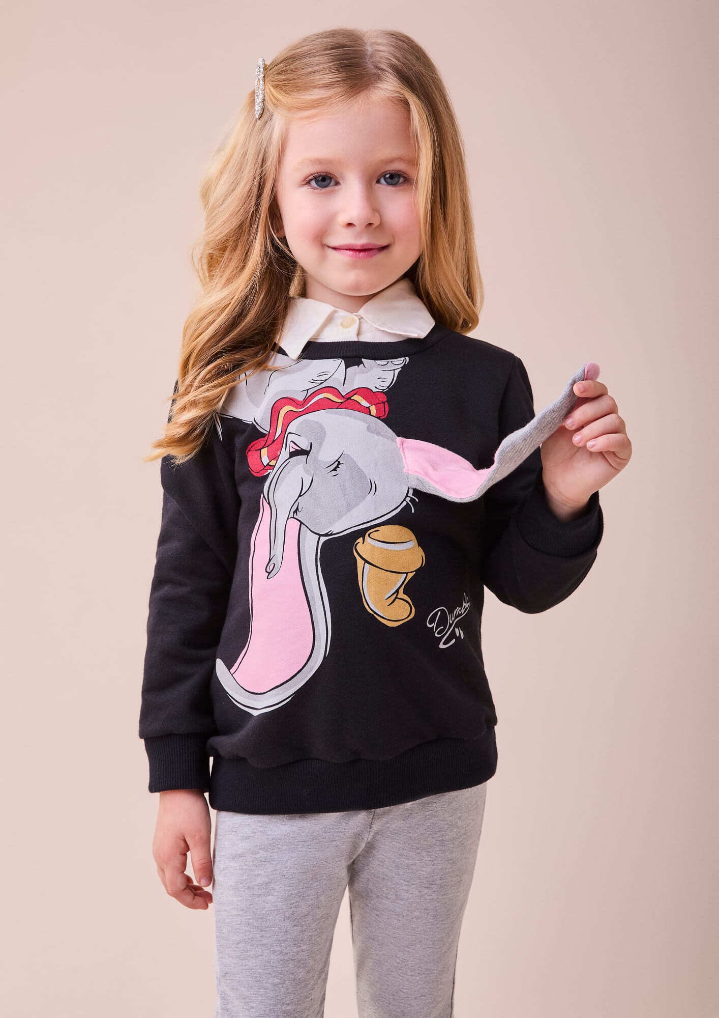 Conjunto Infantil Momi Inverno com Calça e Casaco Preto Dumbo