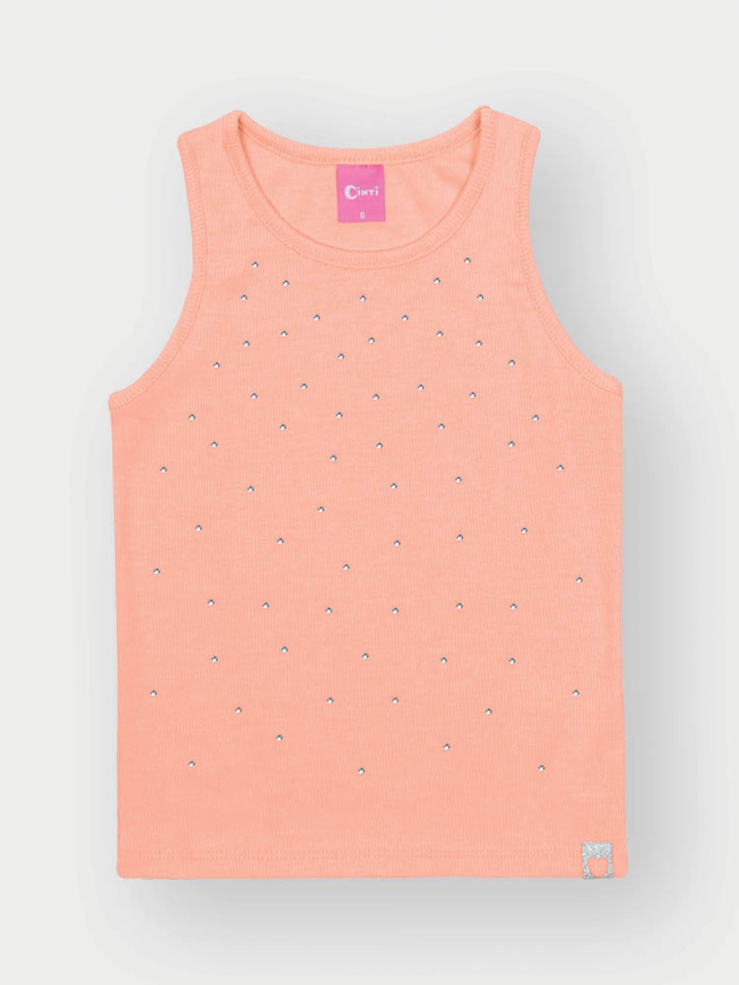 Regata Infantil Cinti Verão Laranja com Strass