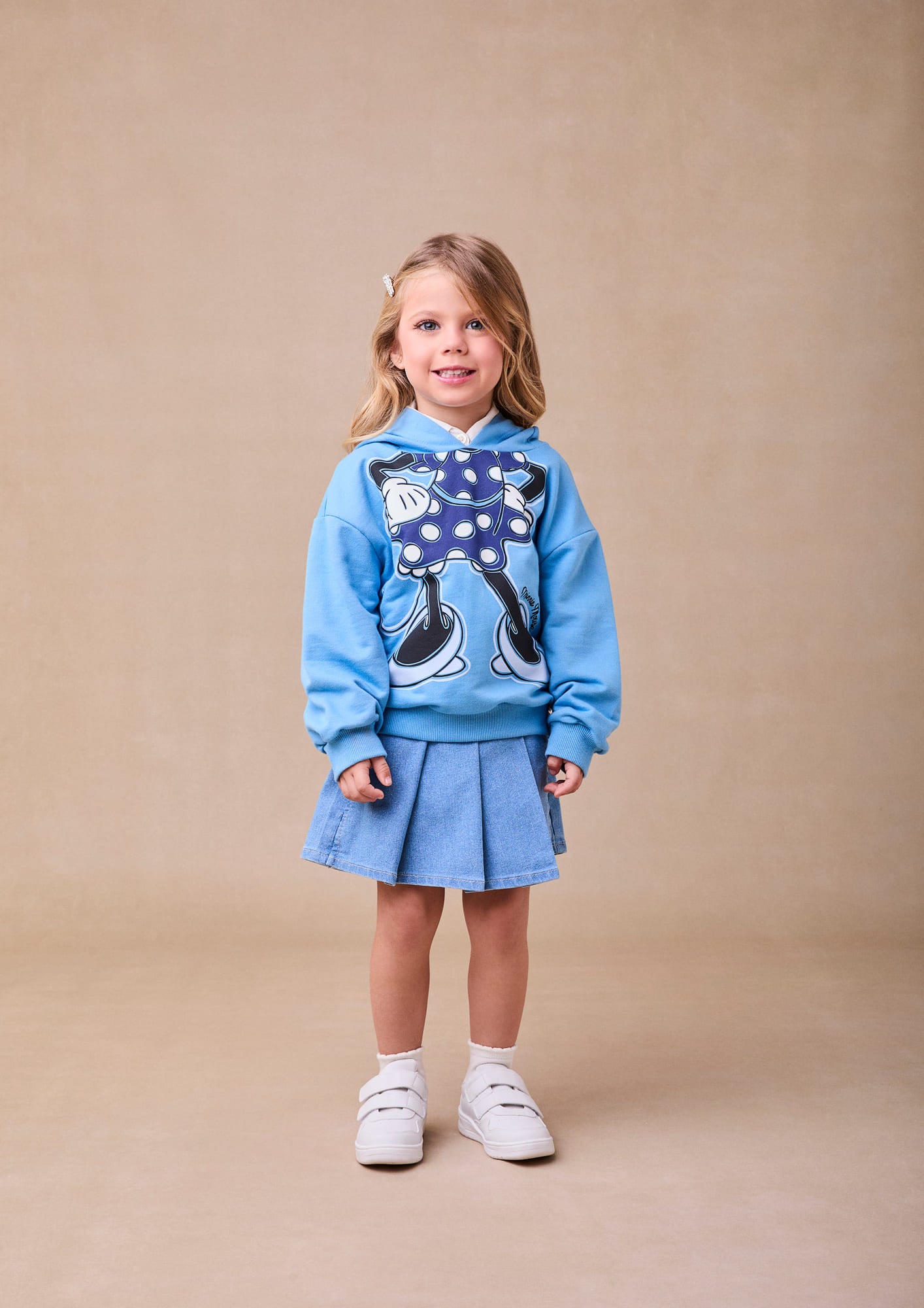 Moletom Infantil Animê Inverno sem Flanela Azul Minnie com Lacinho Disney