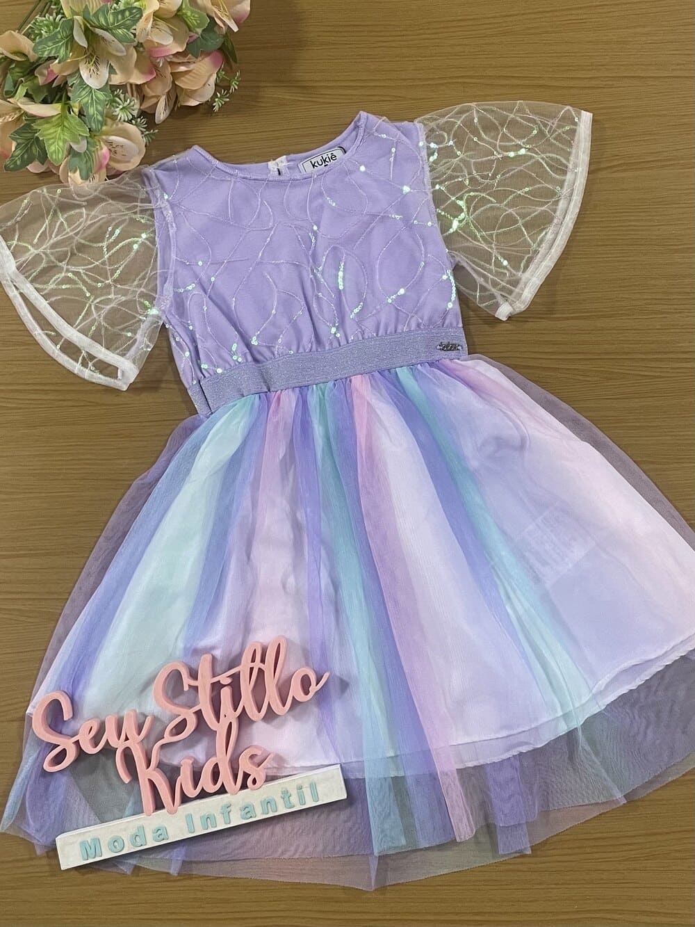 Vestido Infantil Kukie Verão Tule Colors