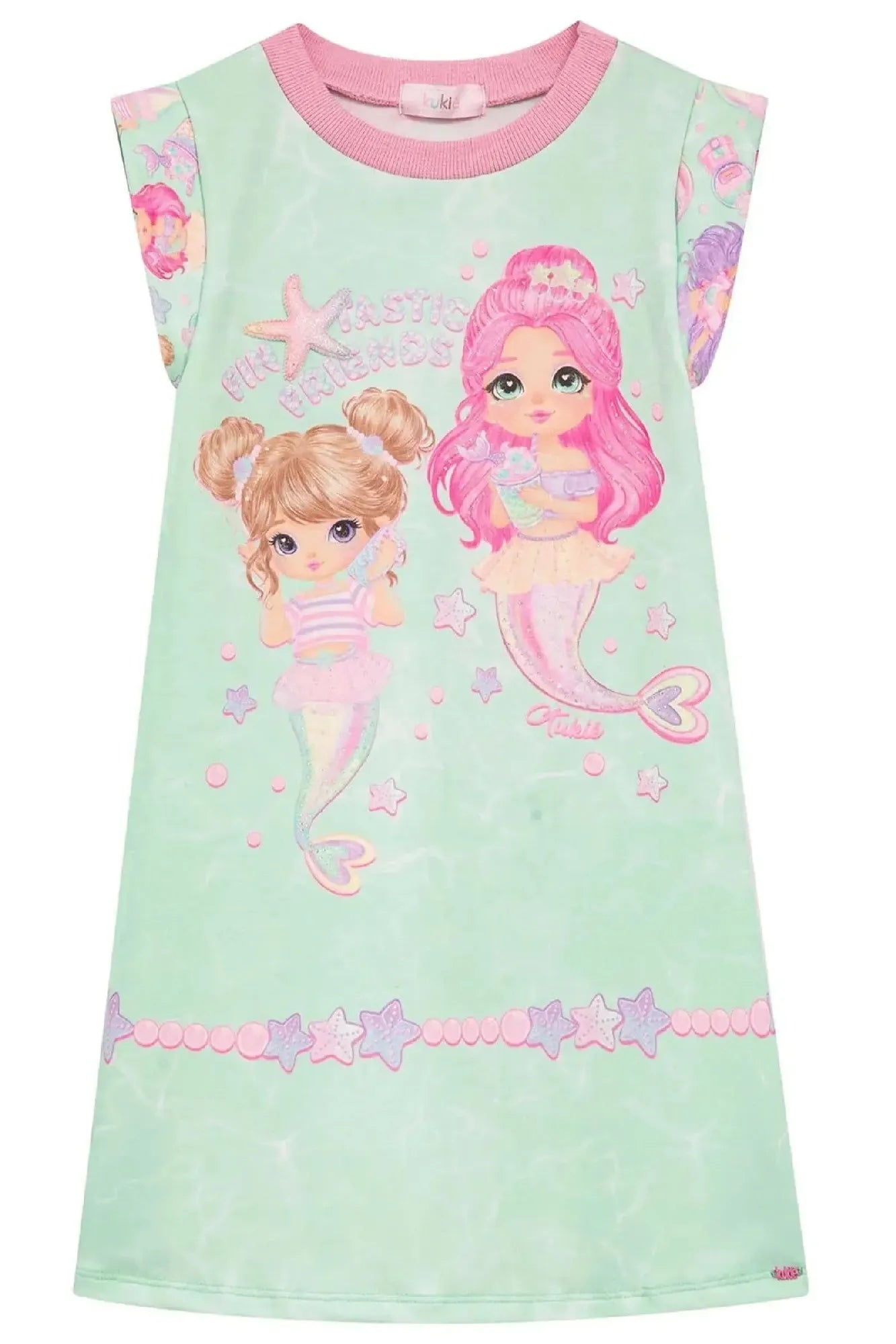 Vestido Infantil Kukiê Verde Sereias
