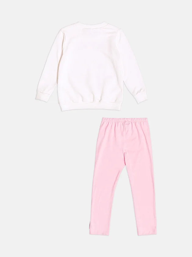 Conjunto Infantil Momi Inverno com Calça Legging Rosa e Moletom sem Flanela Ursinha em Paris