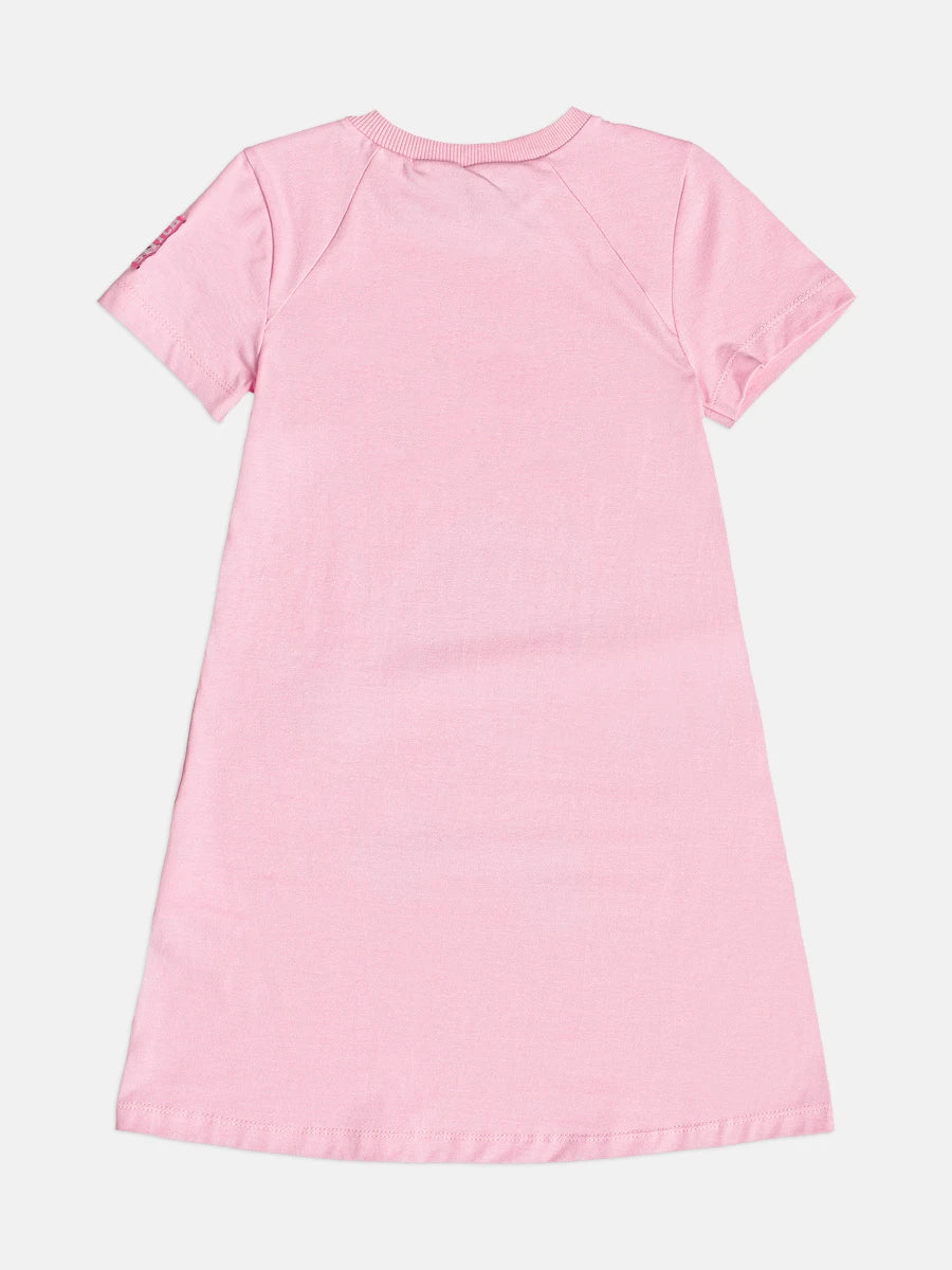 Vestido Infantil Momi Inverno Rosa Listrado Stitch