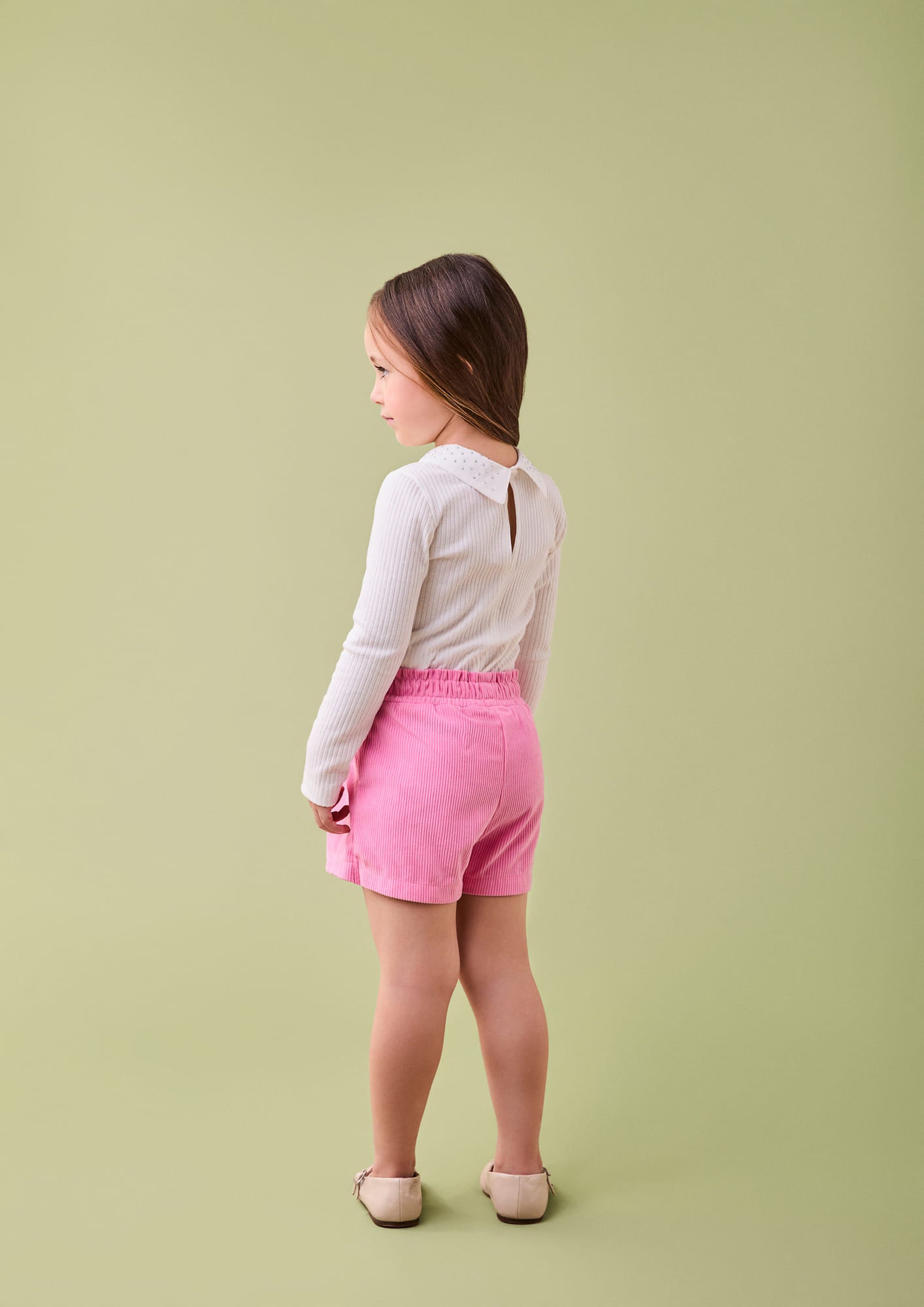 Conjunto Infantil Momi Inverno com Shorts Saia Rosa e Blusa Branca com Strass