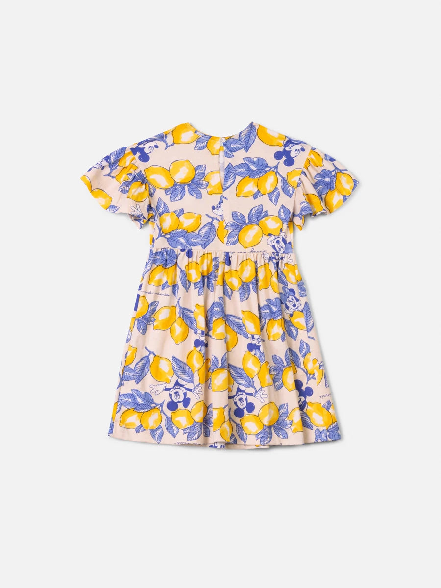Vestido Infantil Animê Bege Minnie e Mickey Limoes Disney