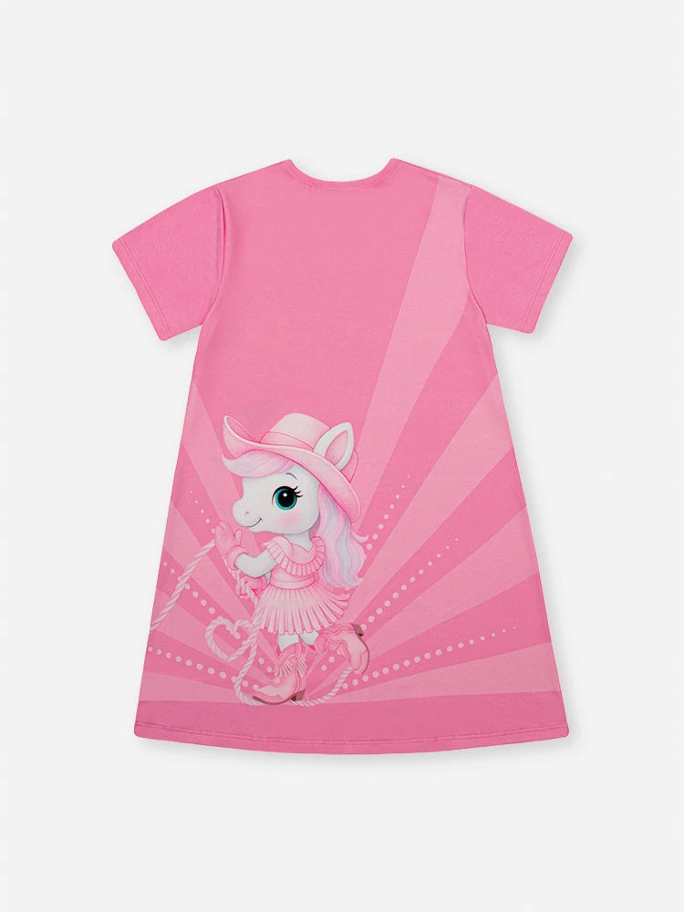 Vestido Infantil Cinti Verão Rosa Cow Girls