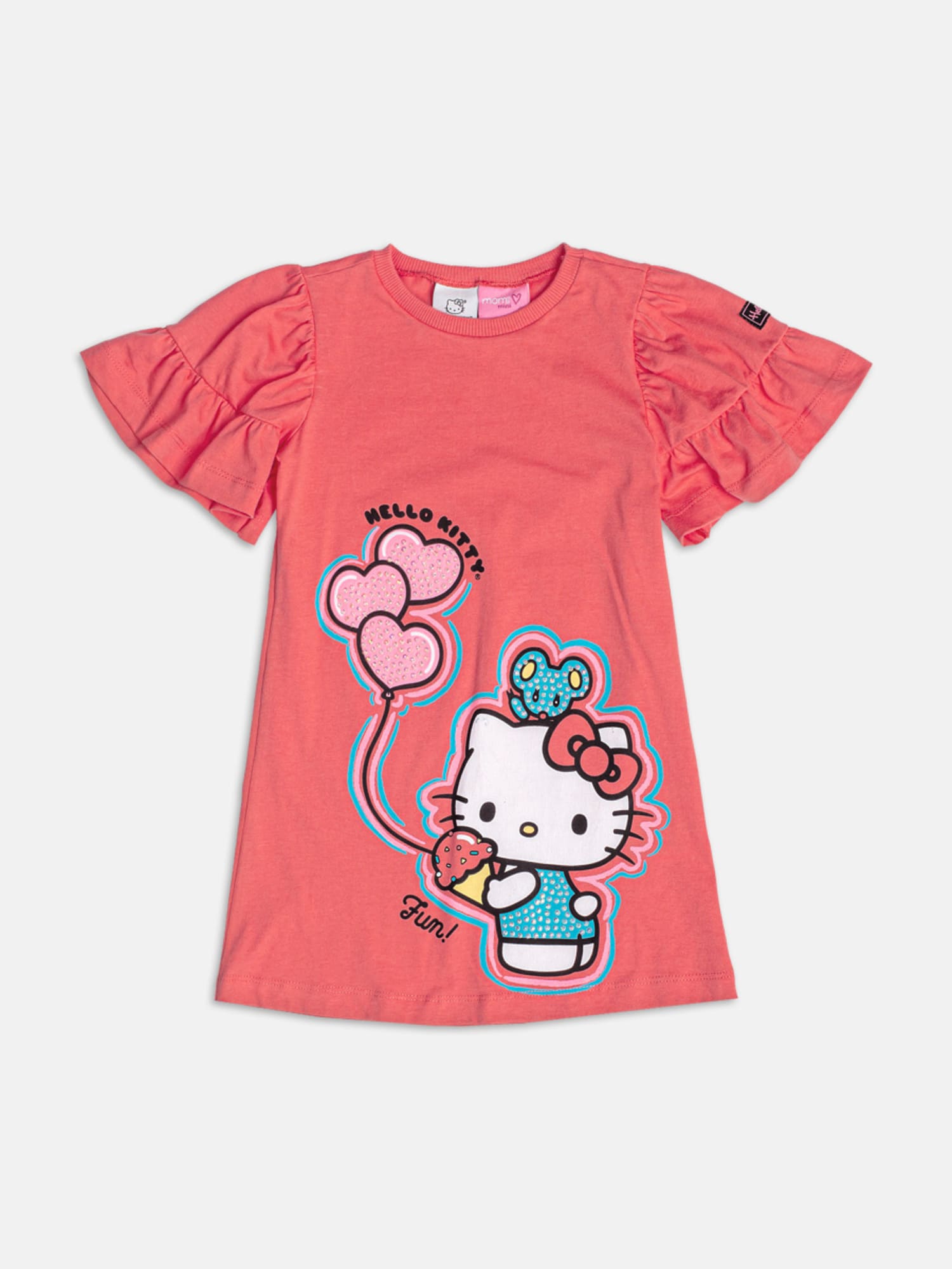 Vestido Infantil Momi Verão Vermelho Hello Kitty com Strass