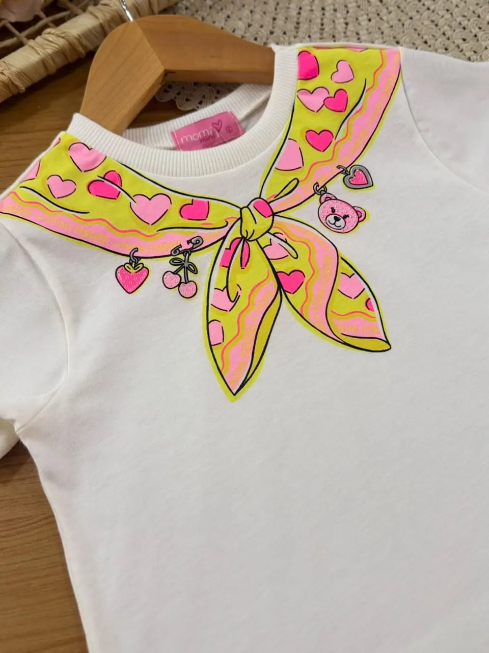 Blusa Infantil Menina Momi Branca Lacinho