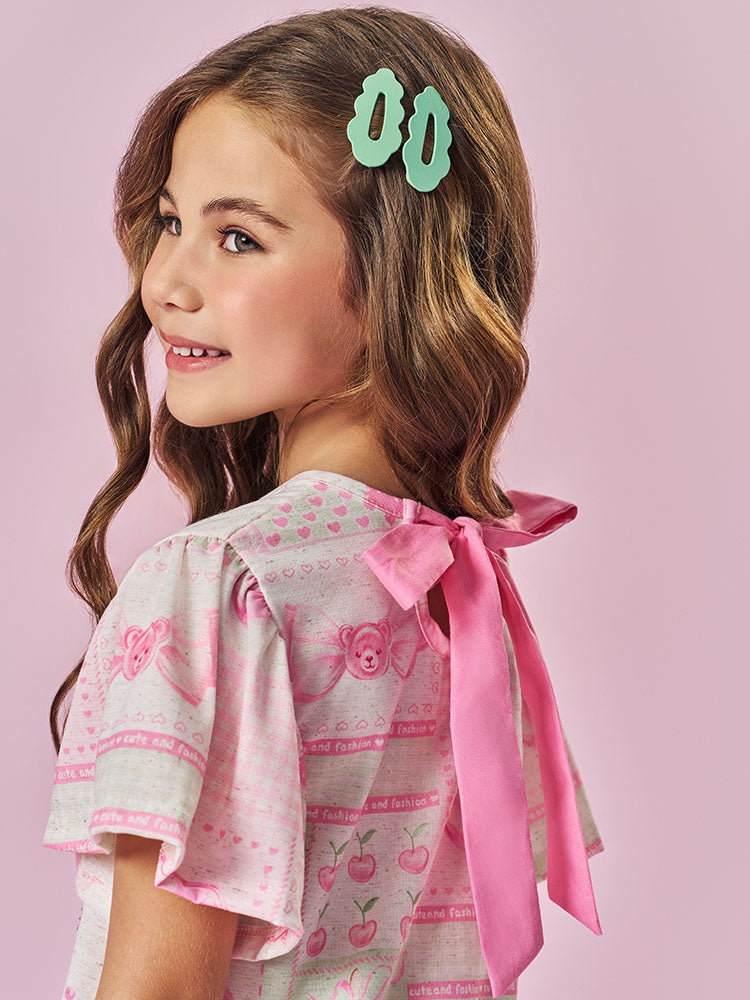 Vestido Infantil Cinti Verão Off White Ursinha Sweet Love