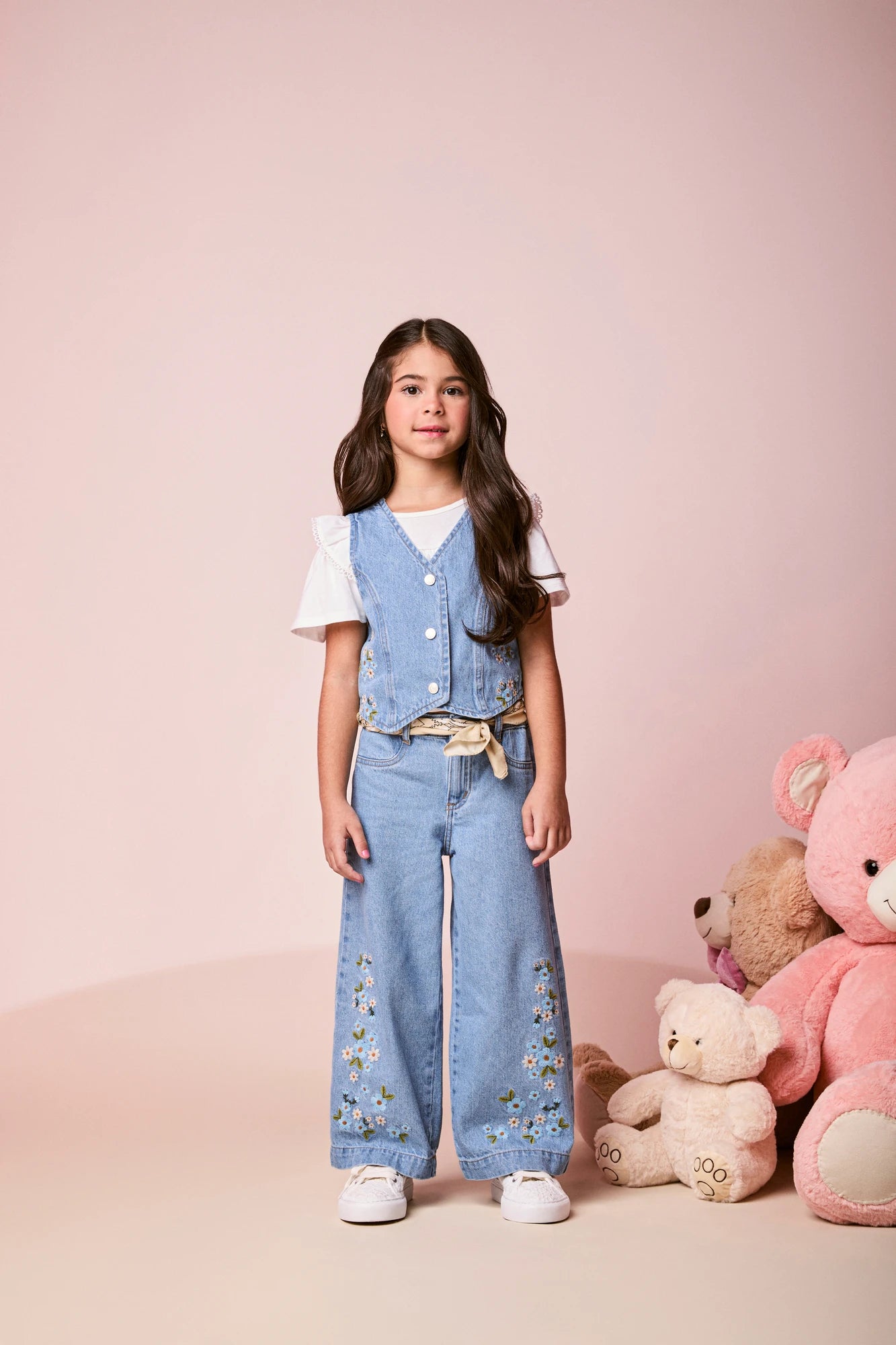 Calça Infantil Momi Inverno Jeans Floral
