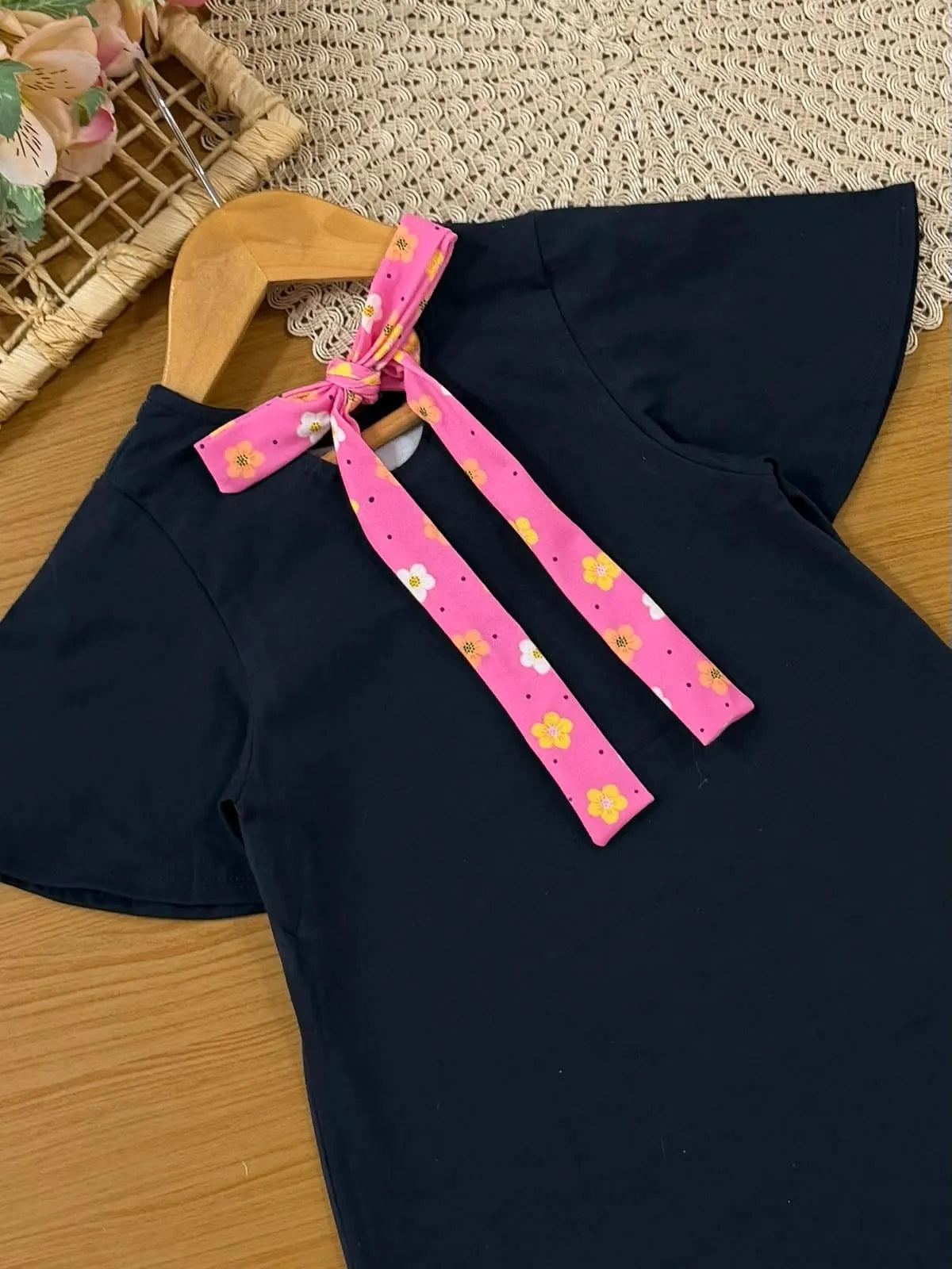 Vestido Infantil Kukiê Verão Azul Marinho Girafinha