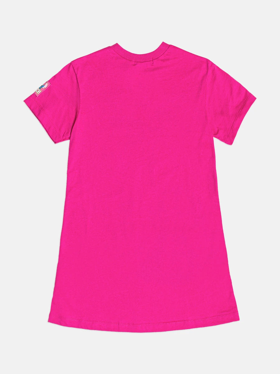 Vestido Infantil Bimbi Inverno Rosa Stitch e Angel Disney