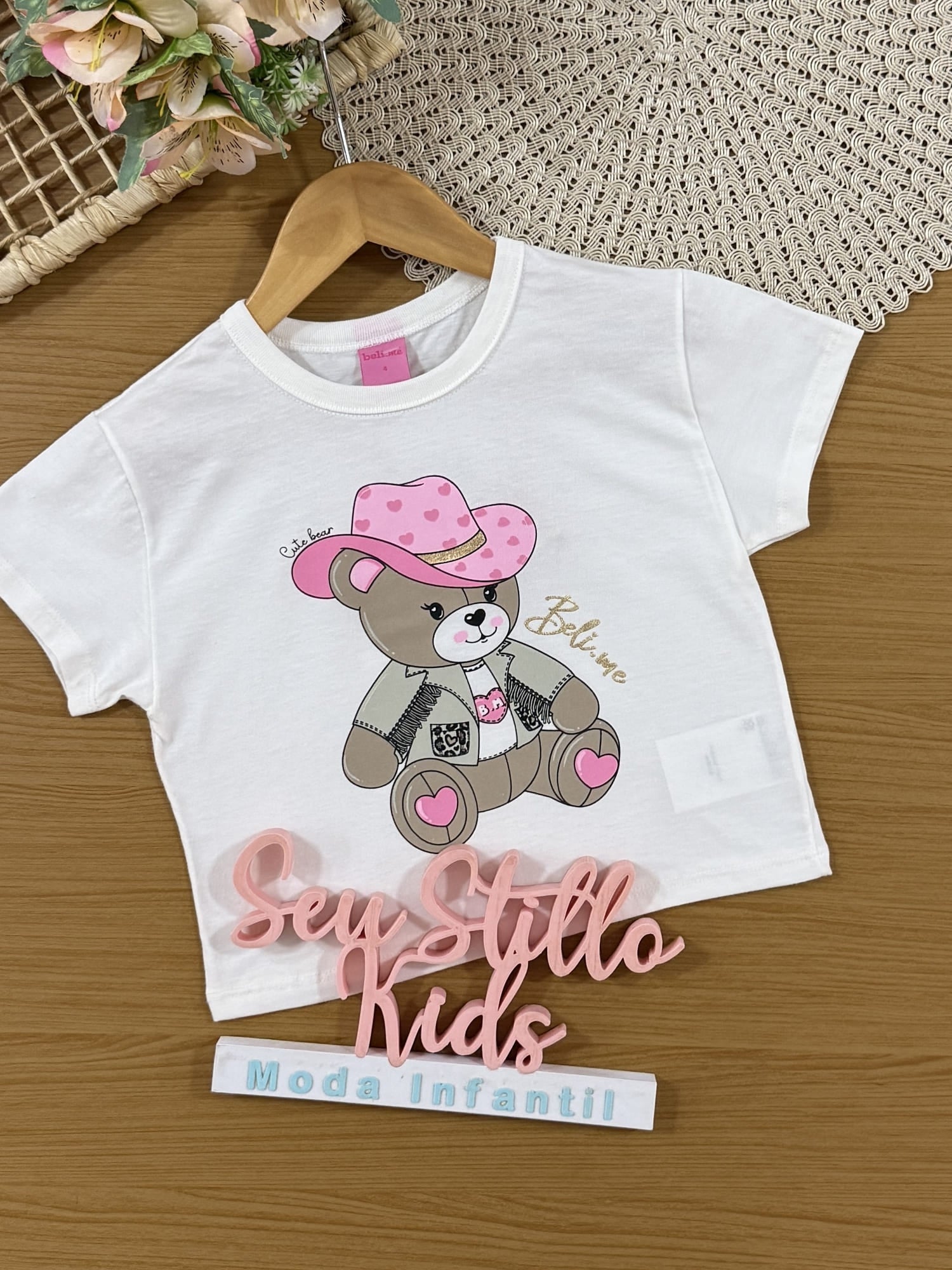 Blusa Infantil Belime Verão Usinha Cowgirl Branca