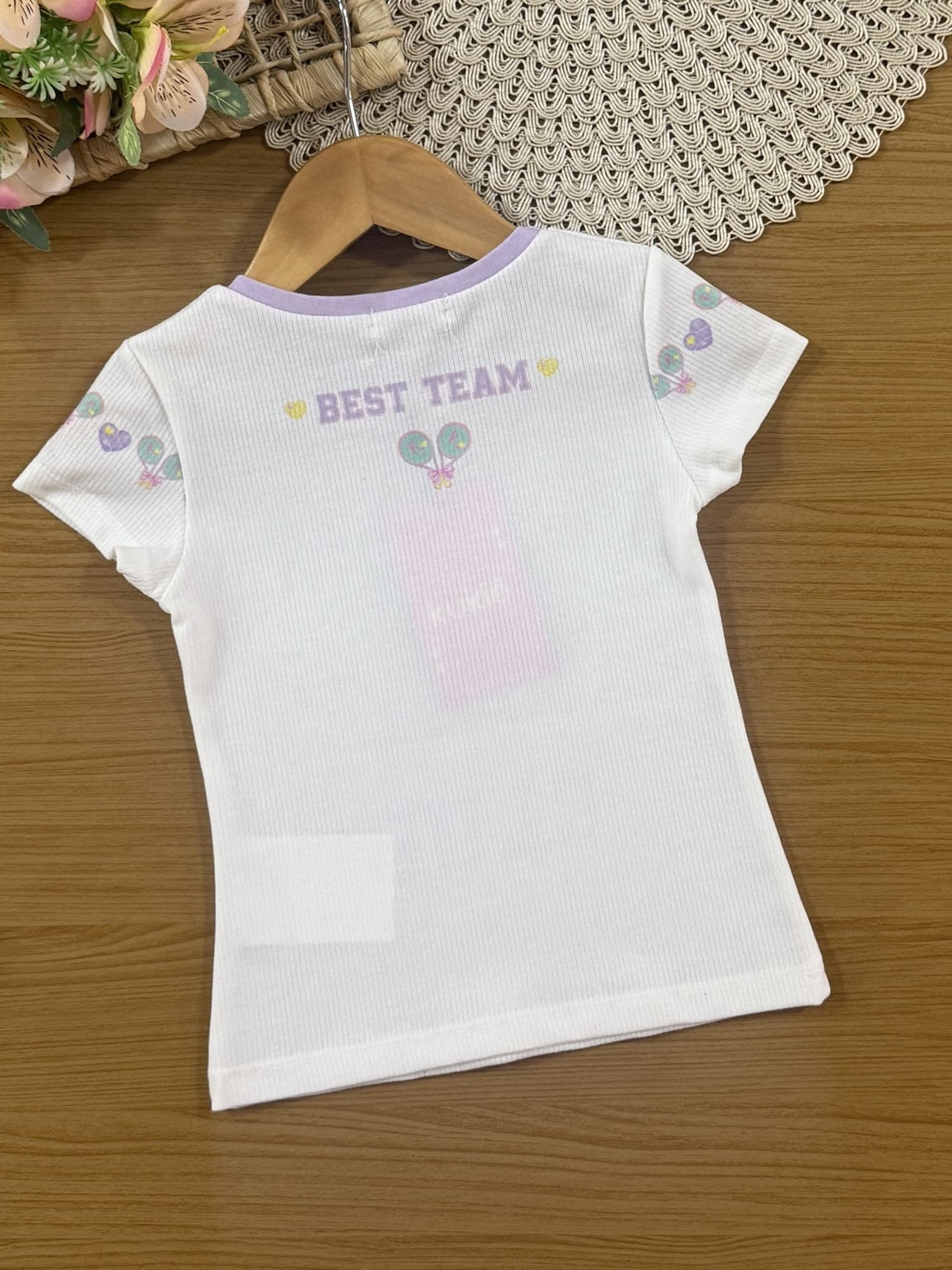 Blusa Infantil Kukiê Verão Off White Ursinha Tênista