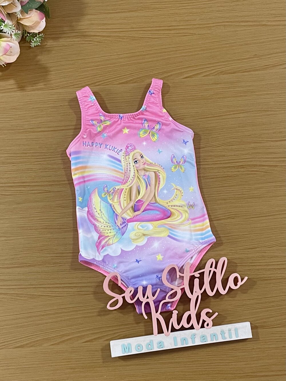 Maiô Infantil Kukie Verão Rosa Sereia